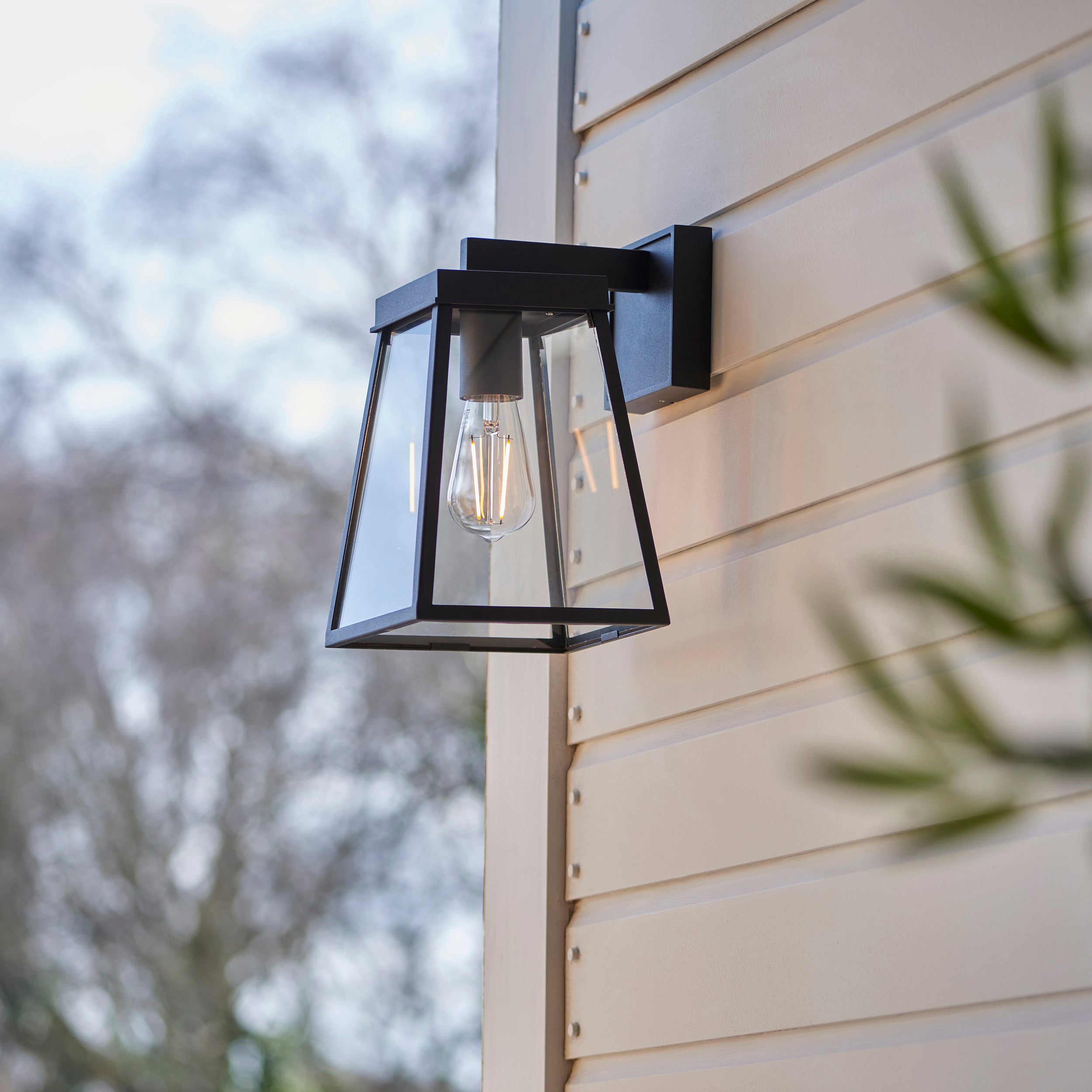 Stanley Outdoor Wall Light - Matt Black / Brushed Gold