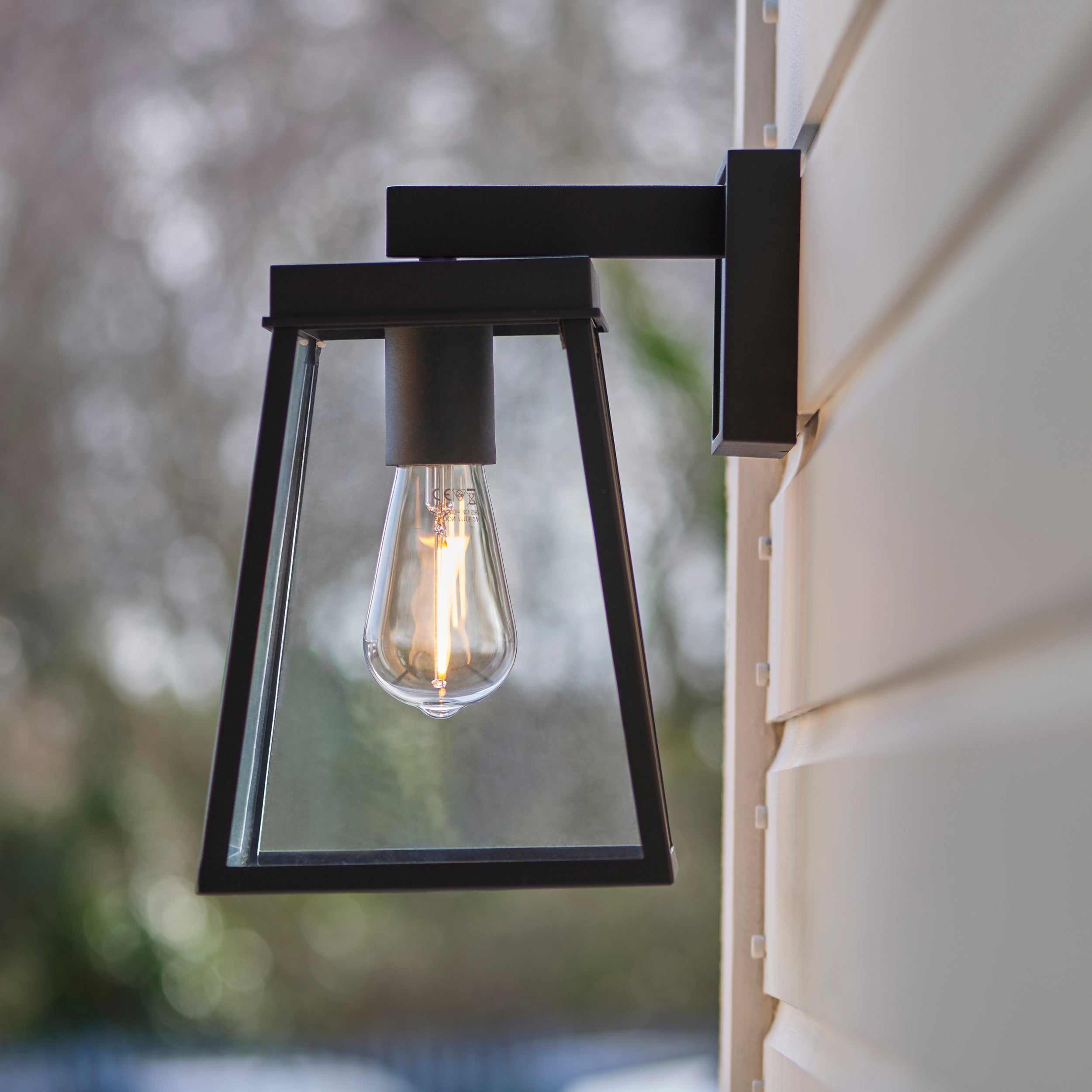 Stanley Outdoor Wall Light - Matt Black / Brushed Gold