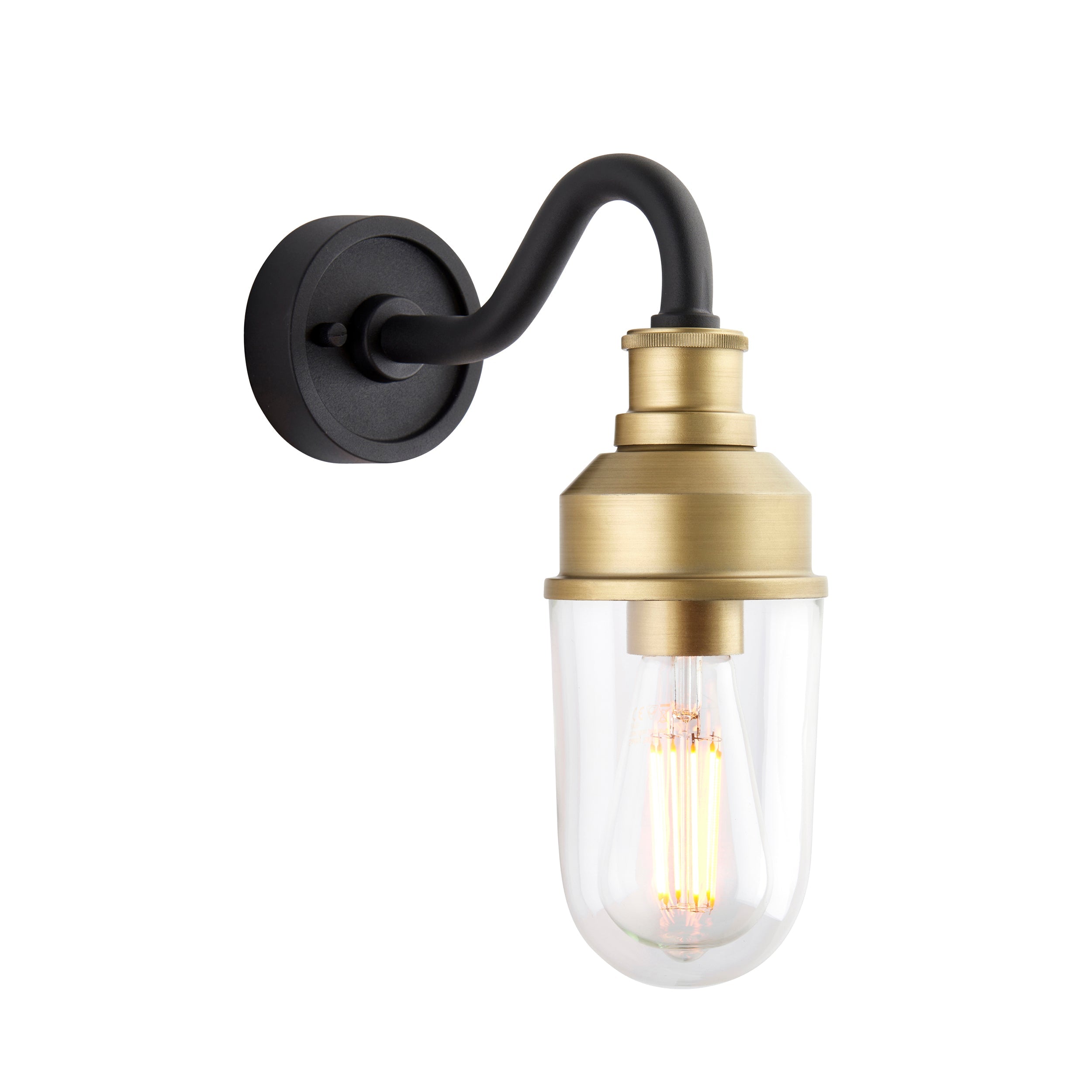 Franco Outdoor Wall Light - Matt Black / Brushed Gold