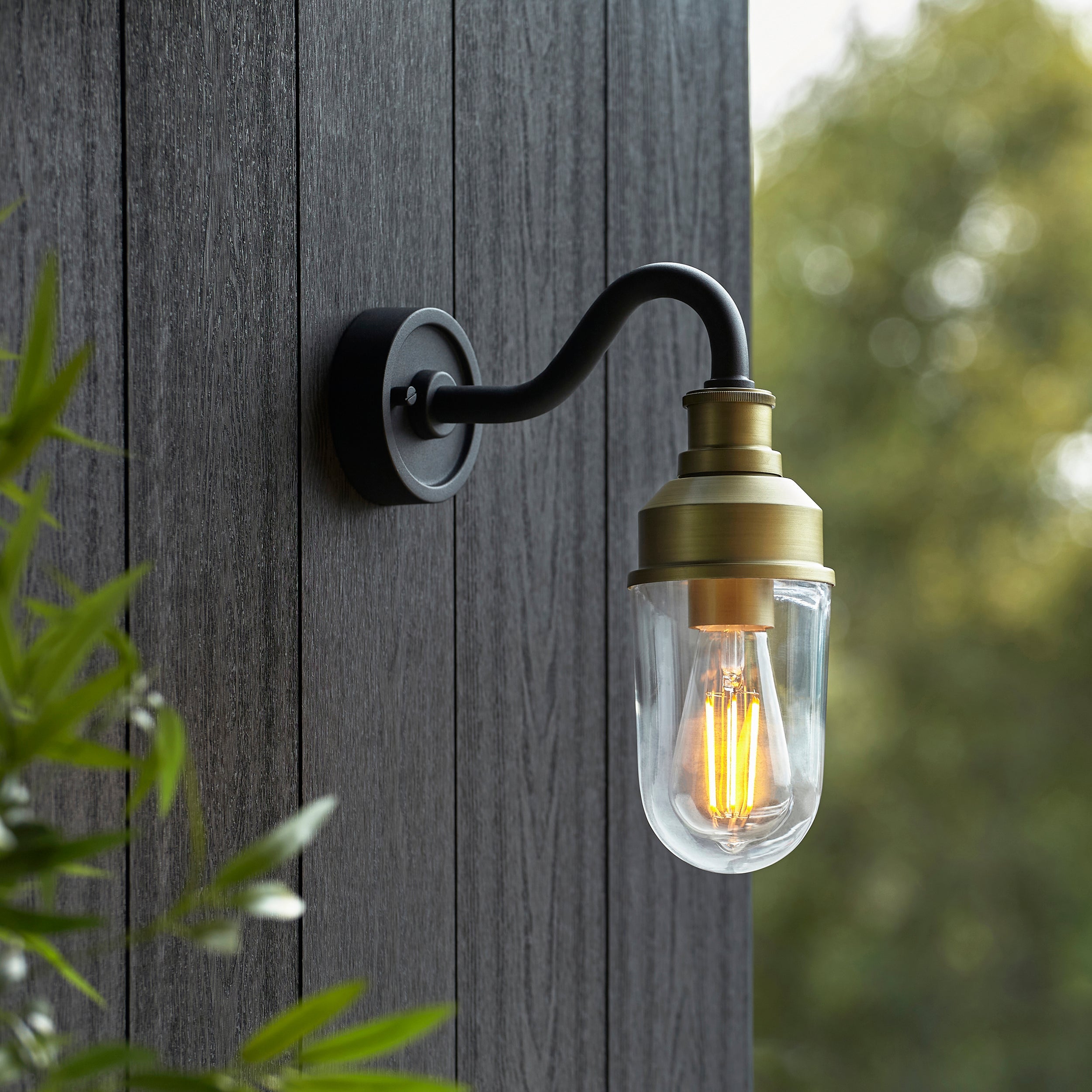 Franco Outdoor Wall Light - Matt Black / Brushed Gold