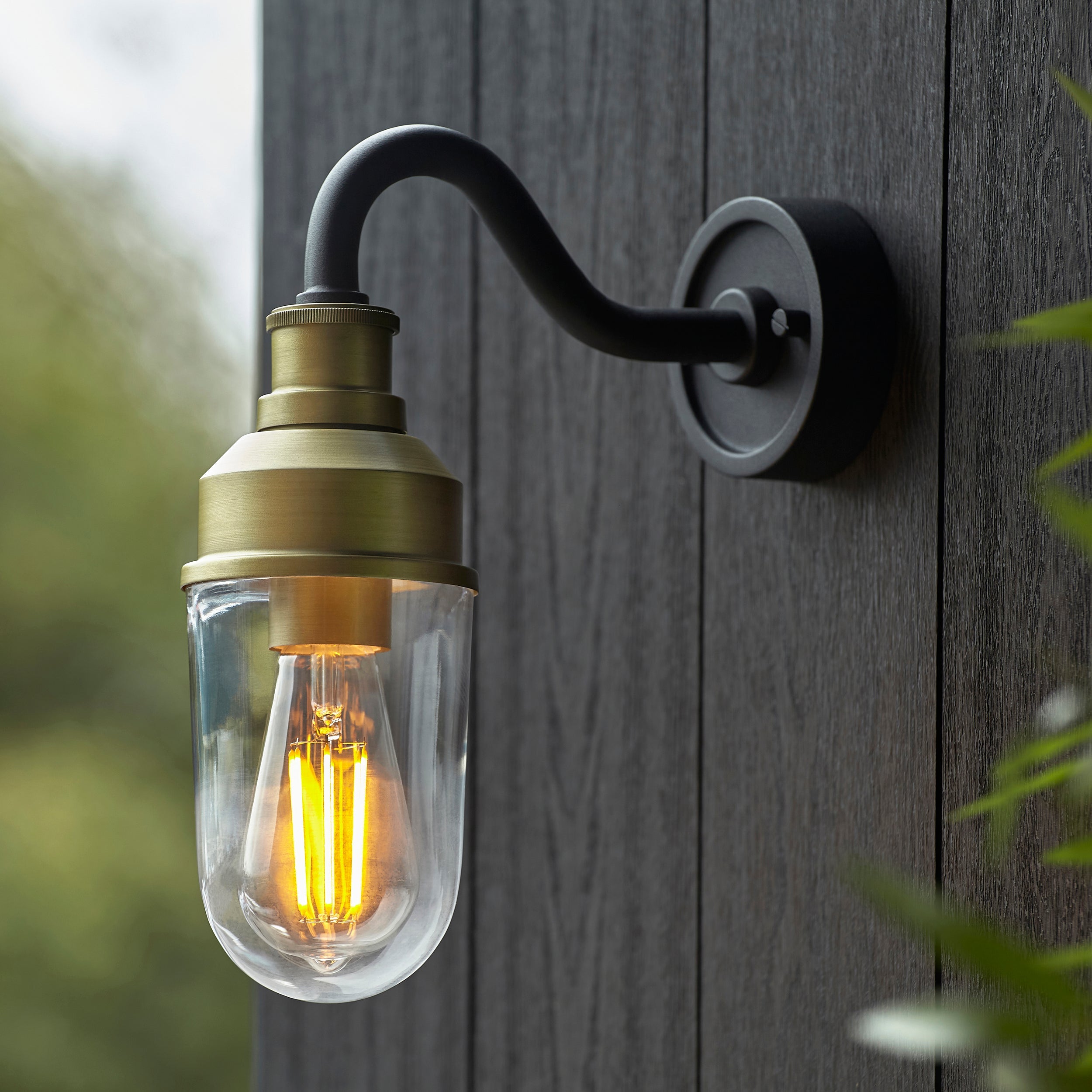 Franco Outdoor Wall Light - Matt Black / Brushed Gold