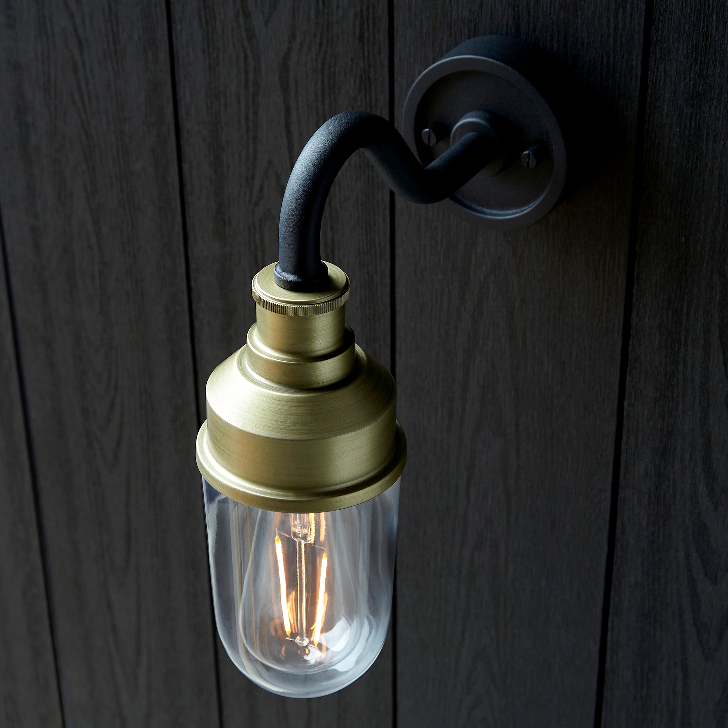 Franco Outdoor Wall Light - Matt Black / Brushed Gold