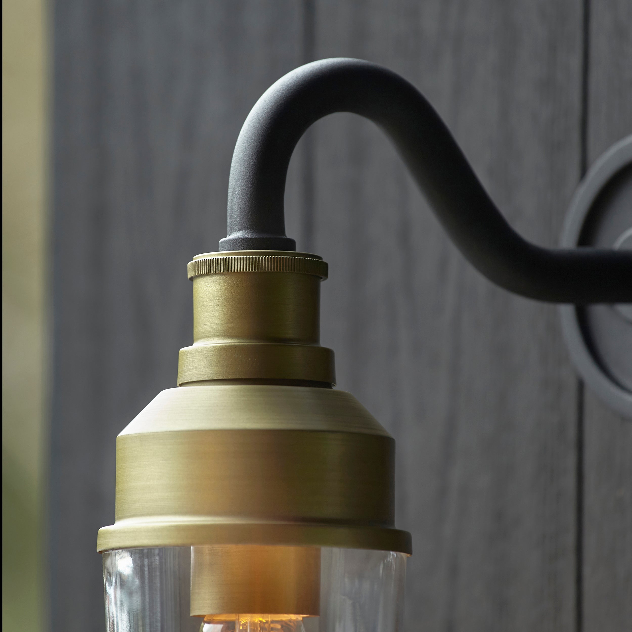 Franco Outdoor Wall Light - Matt Black / Brushed Gold