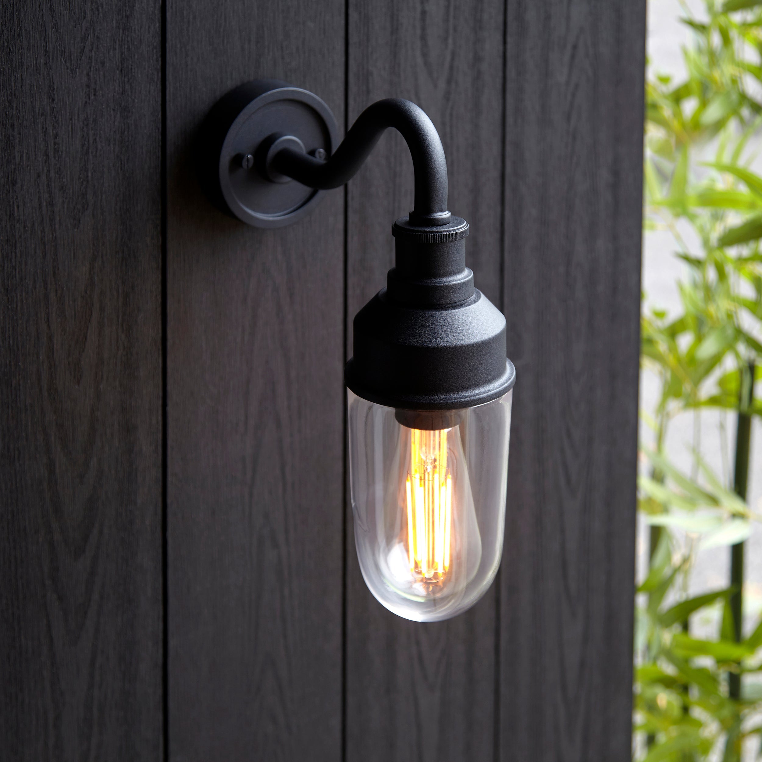 Franco Outdoor Wall Light - Matt Black / Brushed Gold