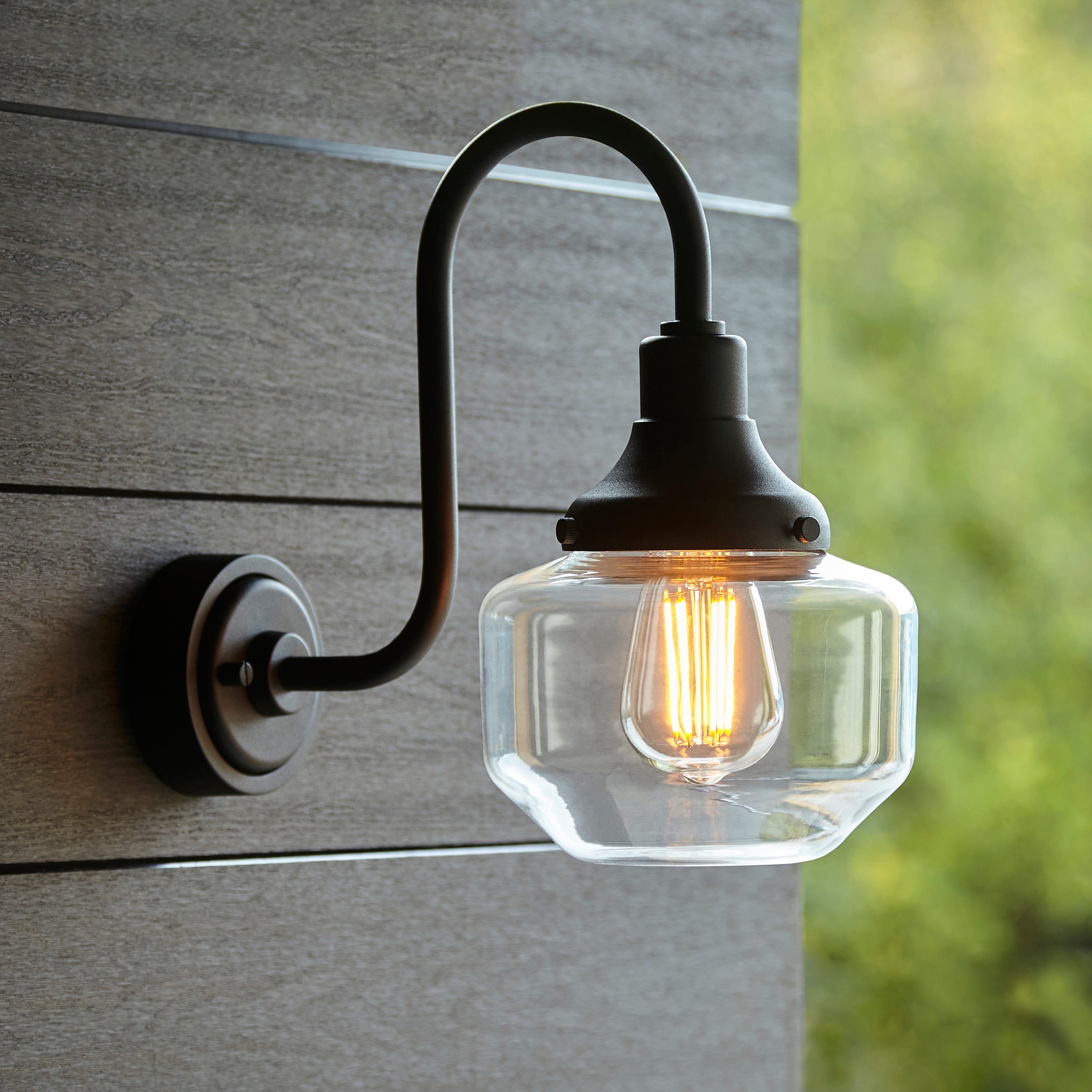 Fresco Outdoor Wall Light - Matt Black / Brushed Silver