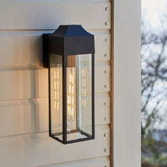 Parker Outdoor Wall Light - Matt Black / Brushed Silver