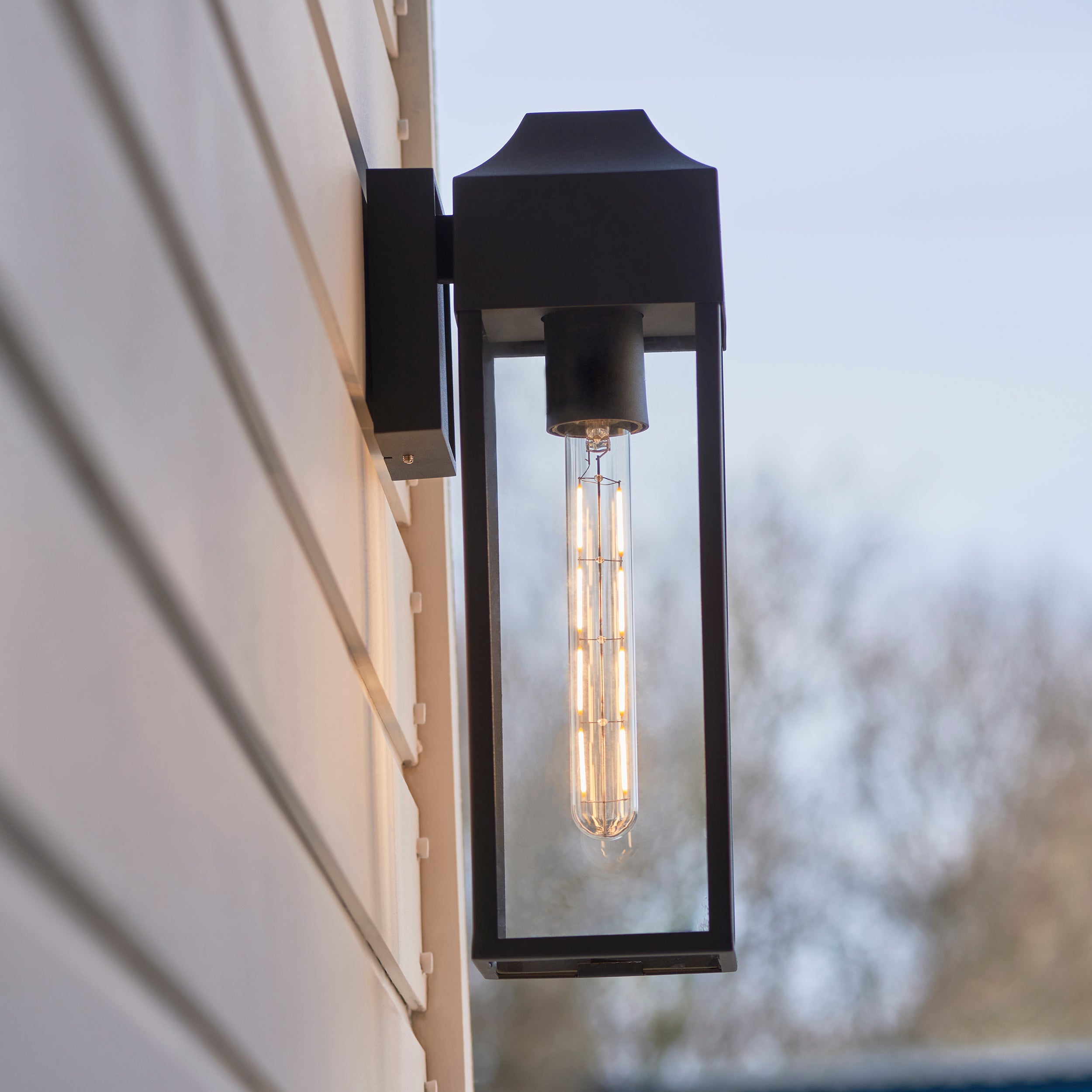 Parker Outdoor Wall Light - Matt Black / Brushed Silver