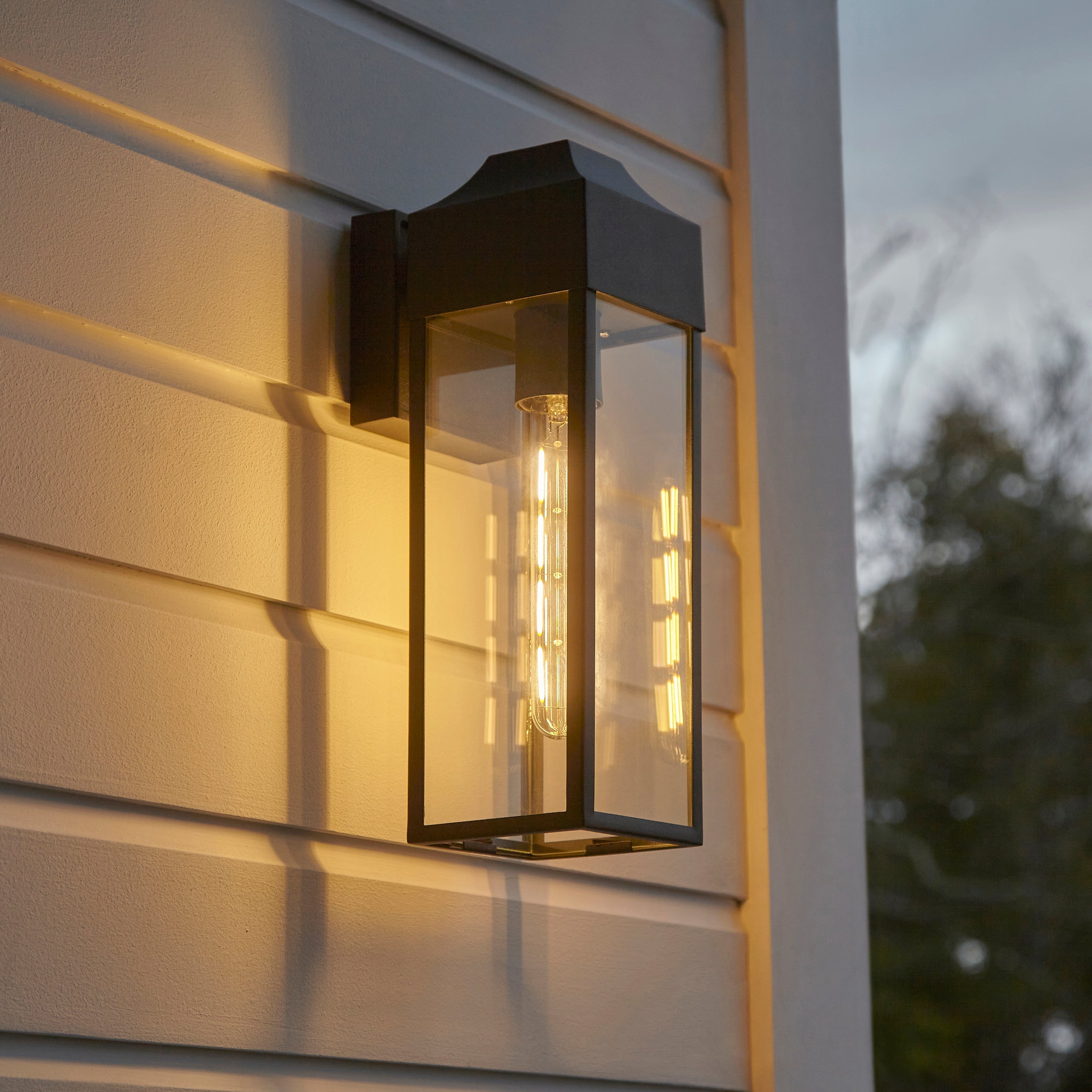 Parker Outdoor Wall Light - Matt Black / Brushed Silver