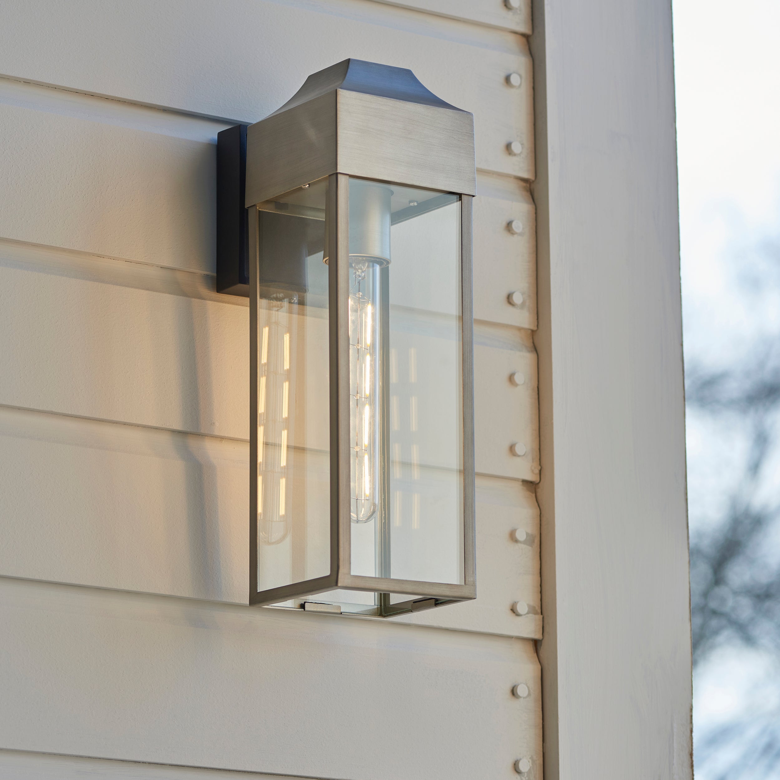 Parker Outdoor Wall Light - Matt Black / Brushed Silver