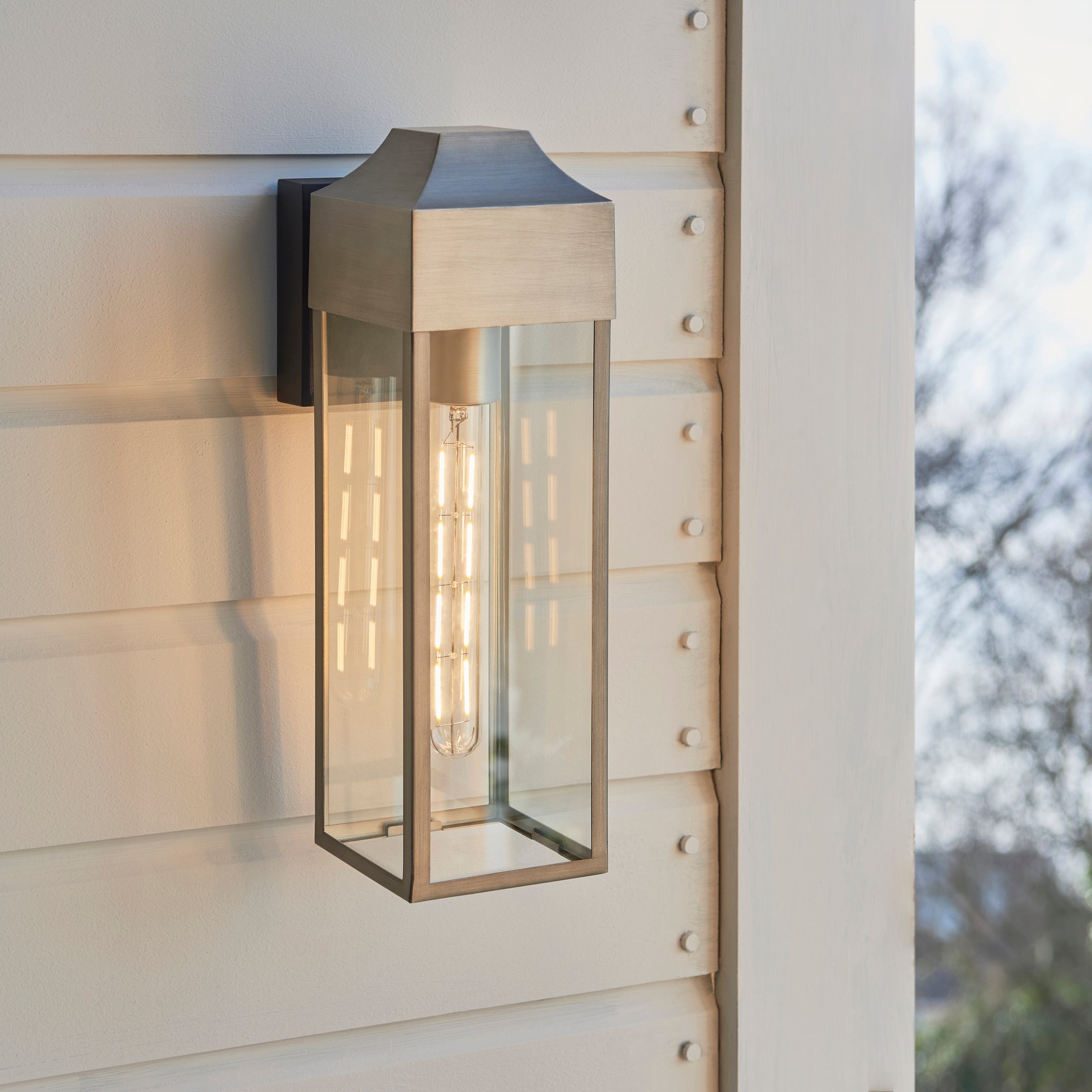 Parker Outdoor Wall Light - Matt Black / Brushed Silver