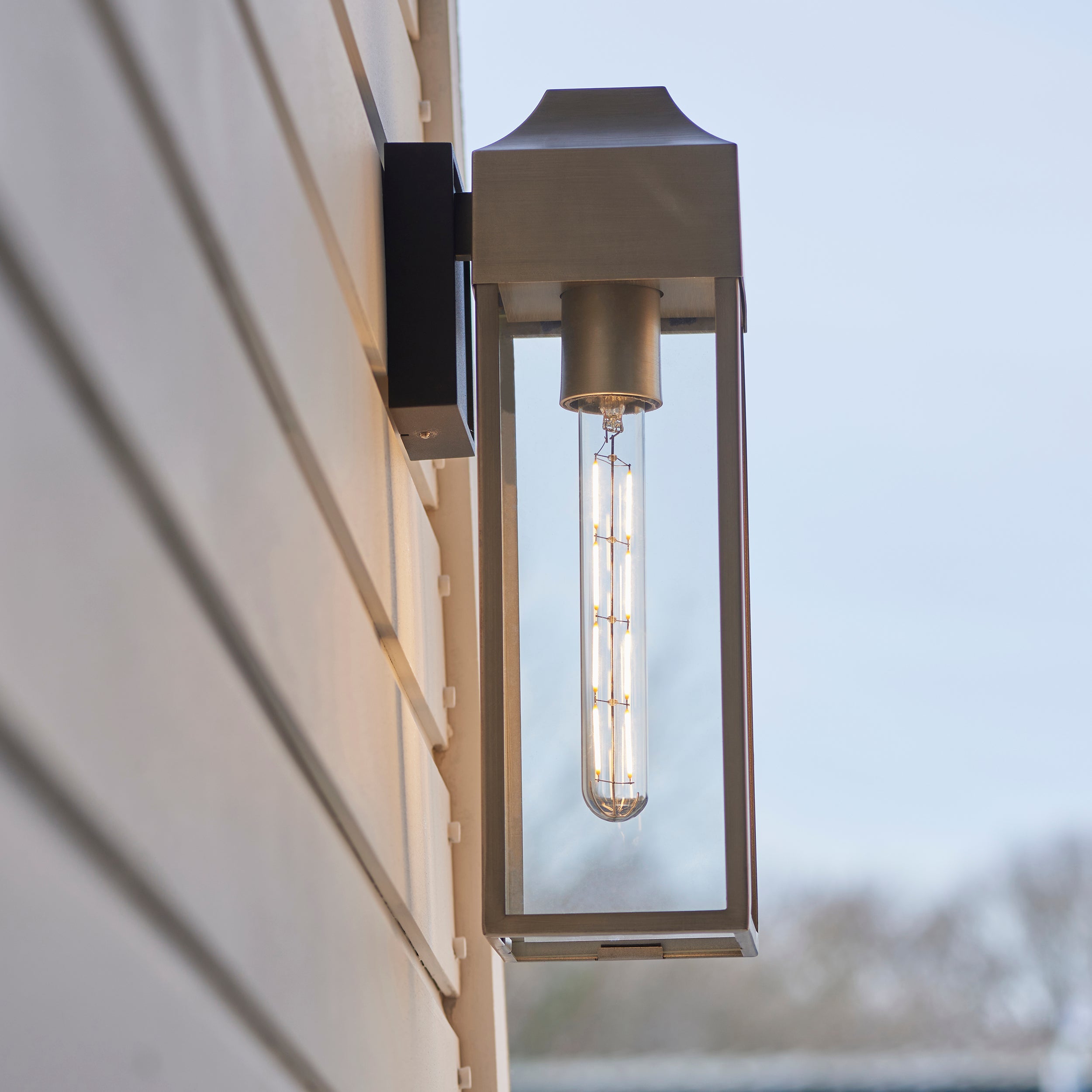 Parker Outdoor Wall Light - Matt Black / Brushed Silver