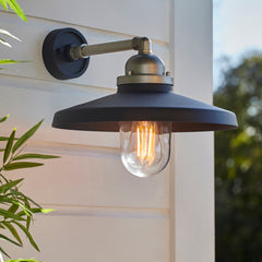 Piper Outdoor Wall Light -  Matt Black Brushed Silver