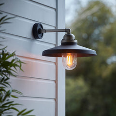 Piper Outdoor Wall Light -  Matt Black Brushed Silver