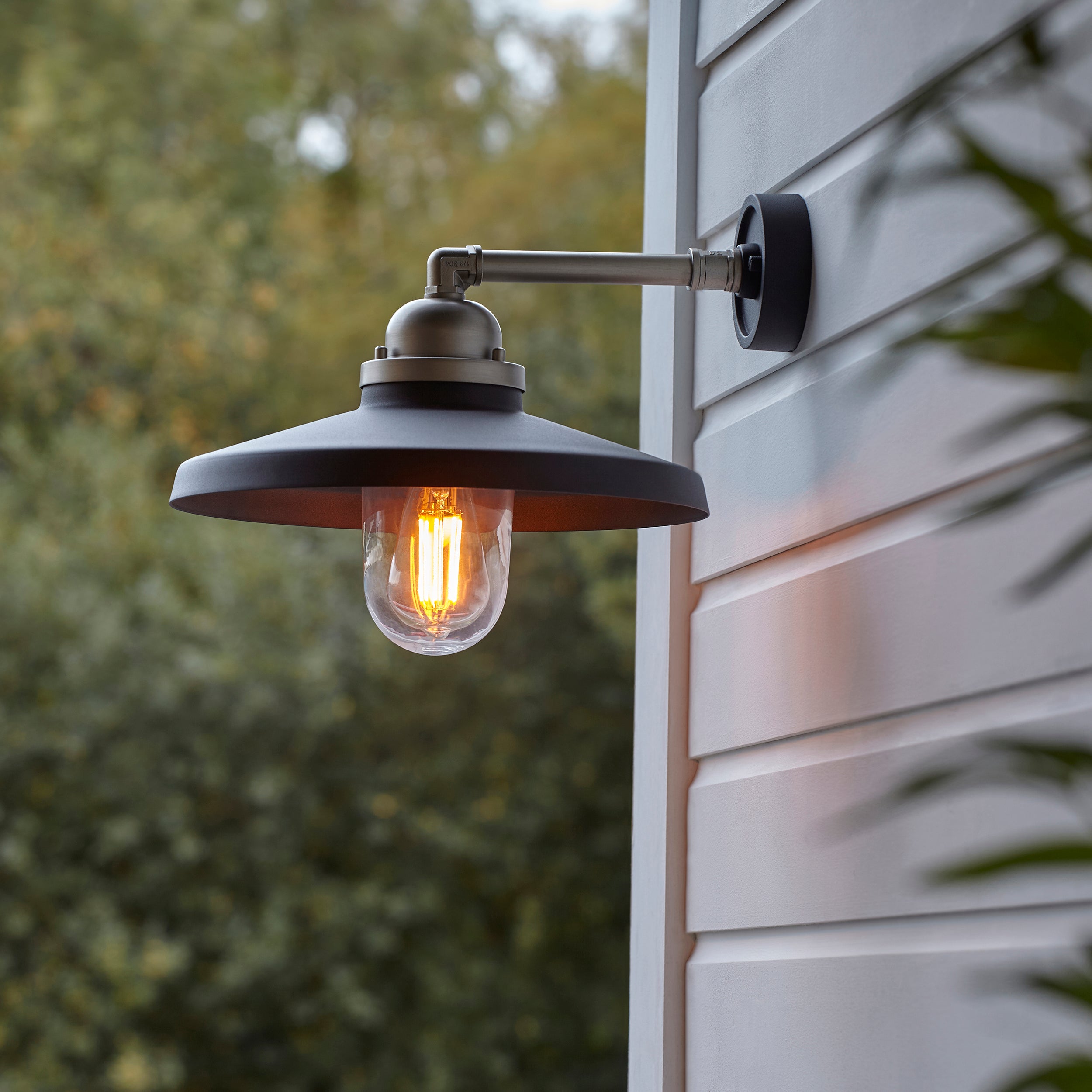 Piper Outdoor Wall Light -  Matt Black Brushed Silver