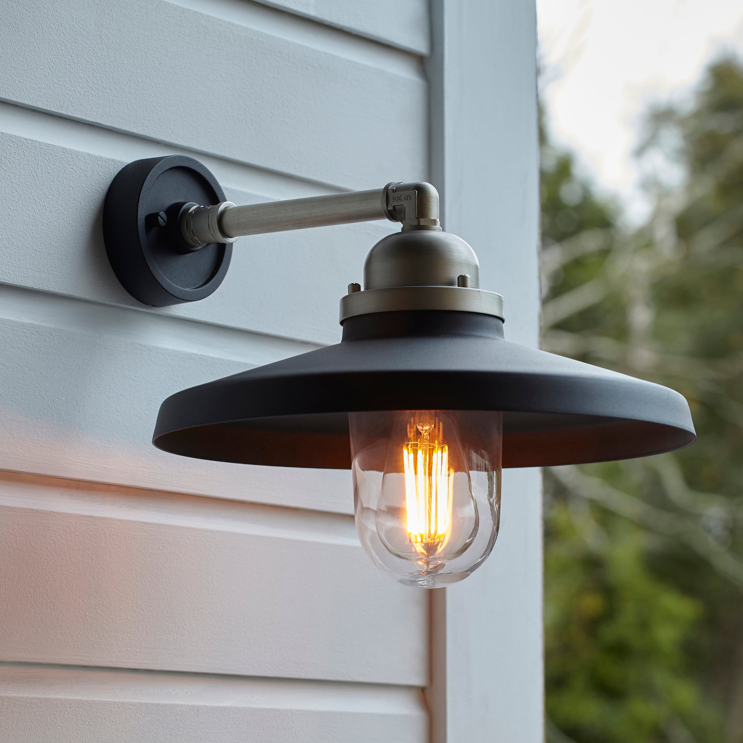 Piper Outdoor Wall Light -  Matt Black Brushed Silver