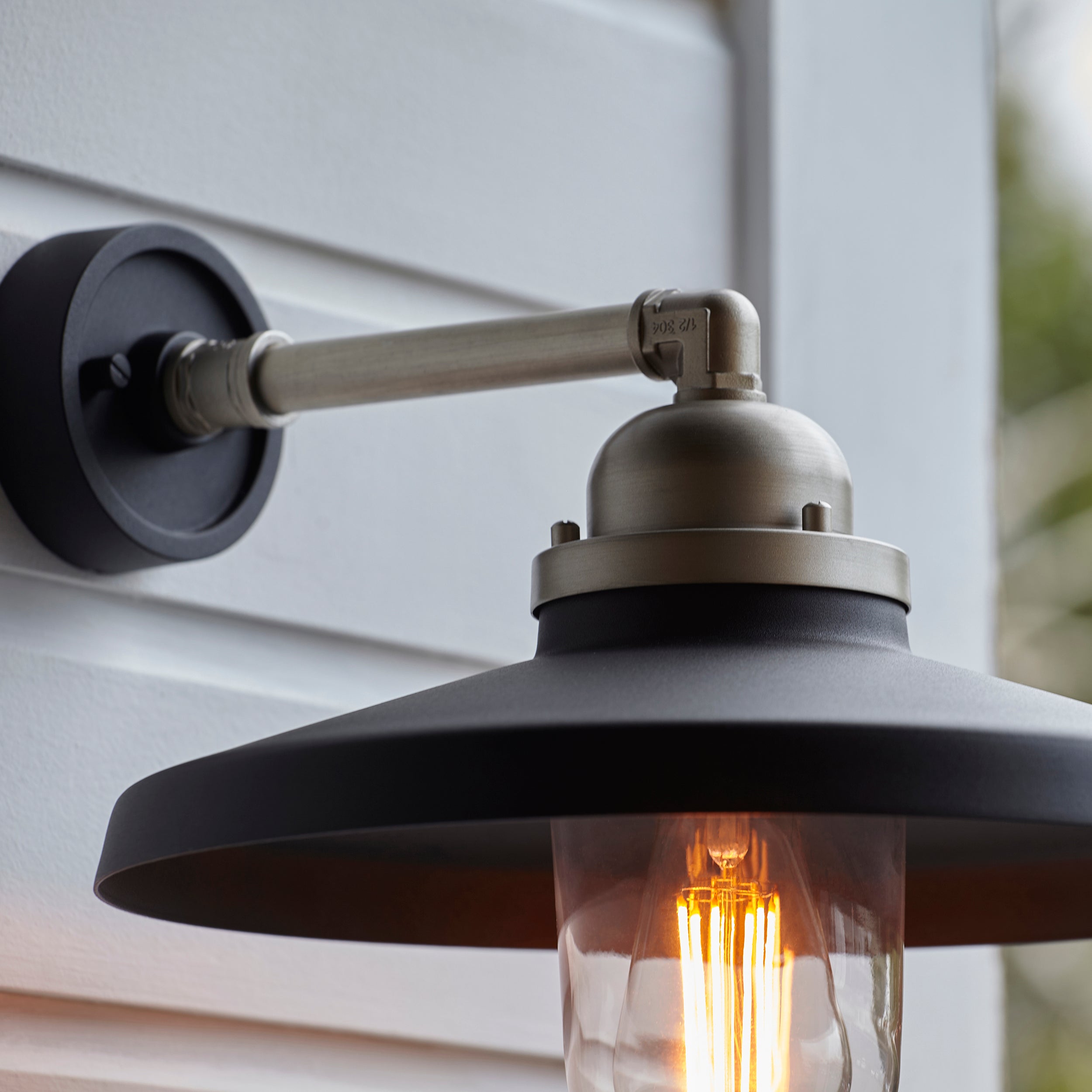 Piper Outdoor Wall Light -  Matt Black Brushed Silver