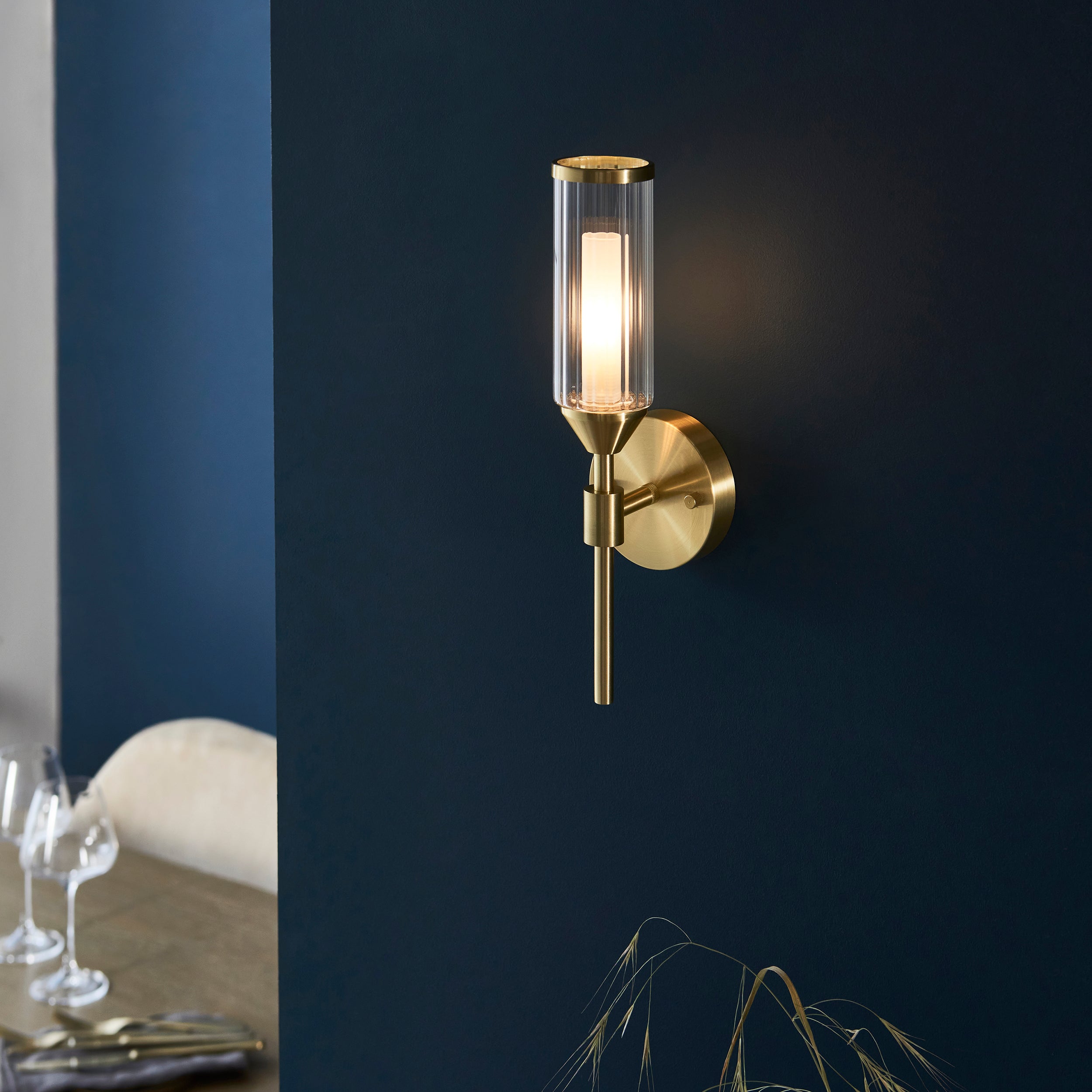Hourglass Single Wall Light - Satin Brass