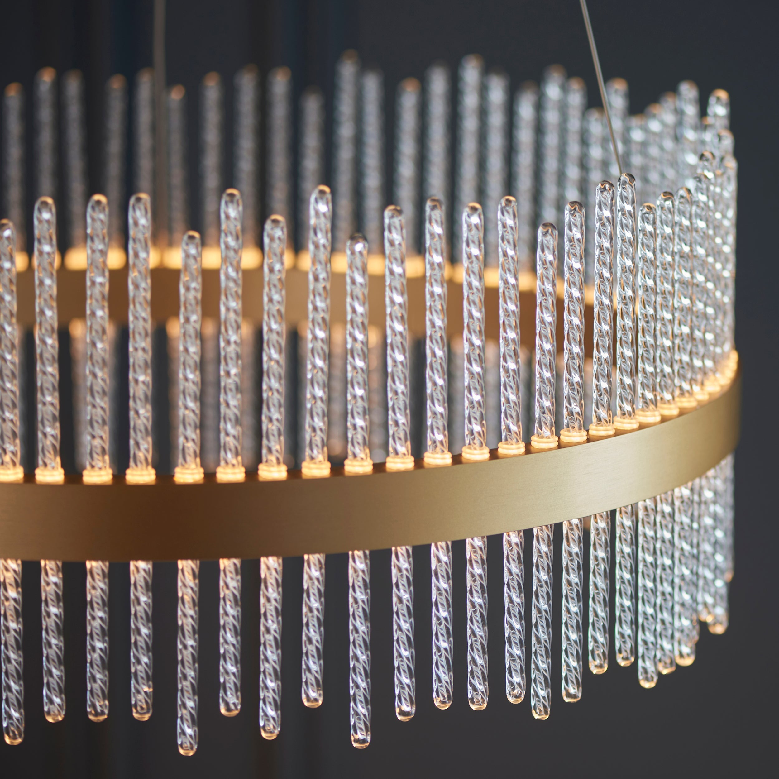 Carmen Glass Rod Ceiling Light - Brushed Gold / Chrome Various Sizes