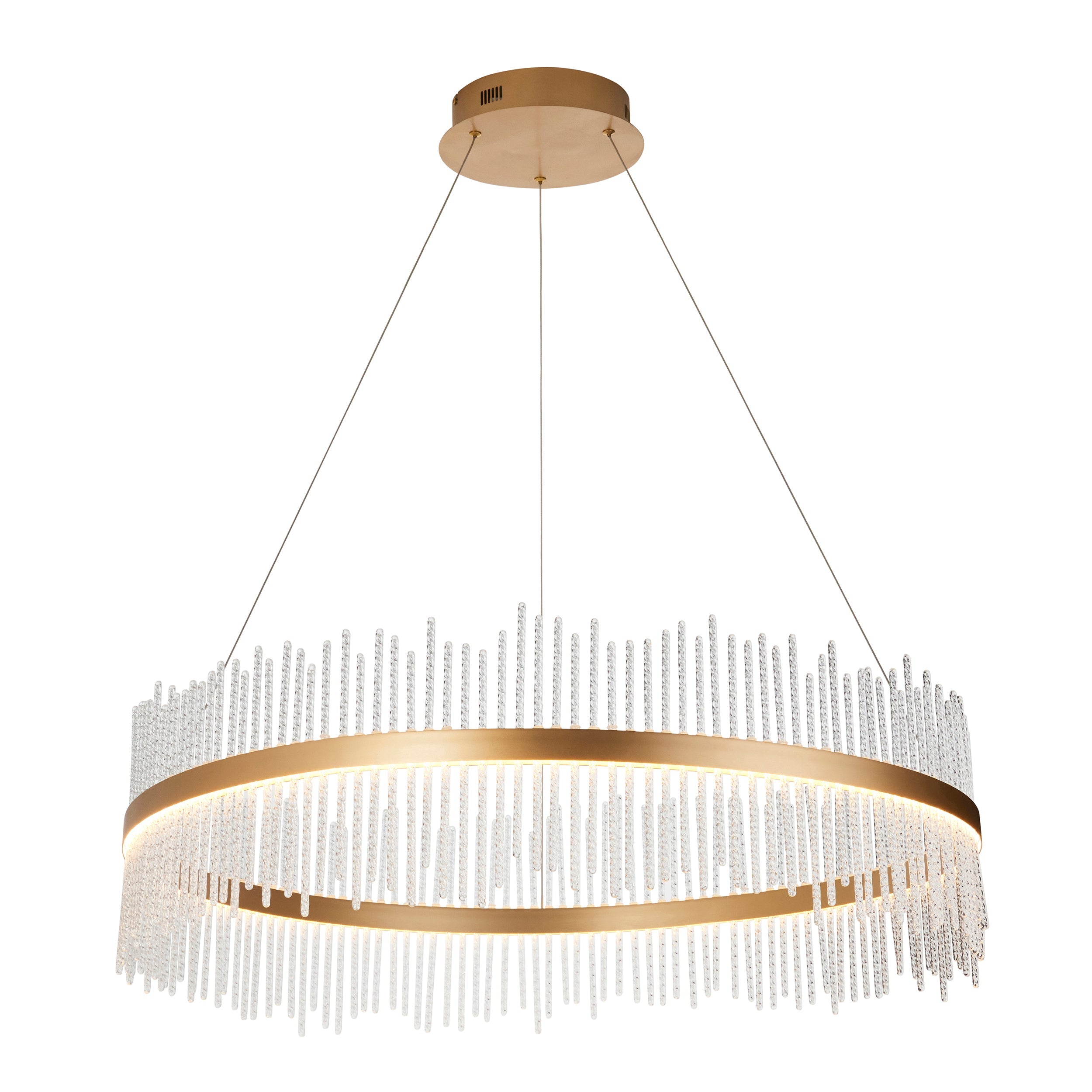 Carmen Glass Rod Ceiling Light - Brushed Gold / Chrome Various Sizes