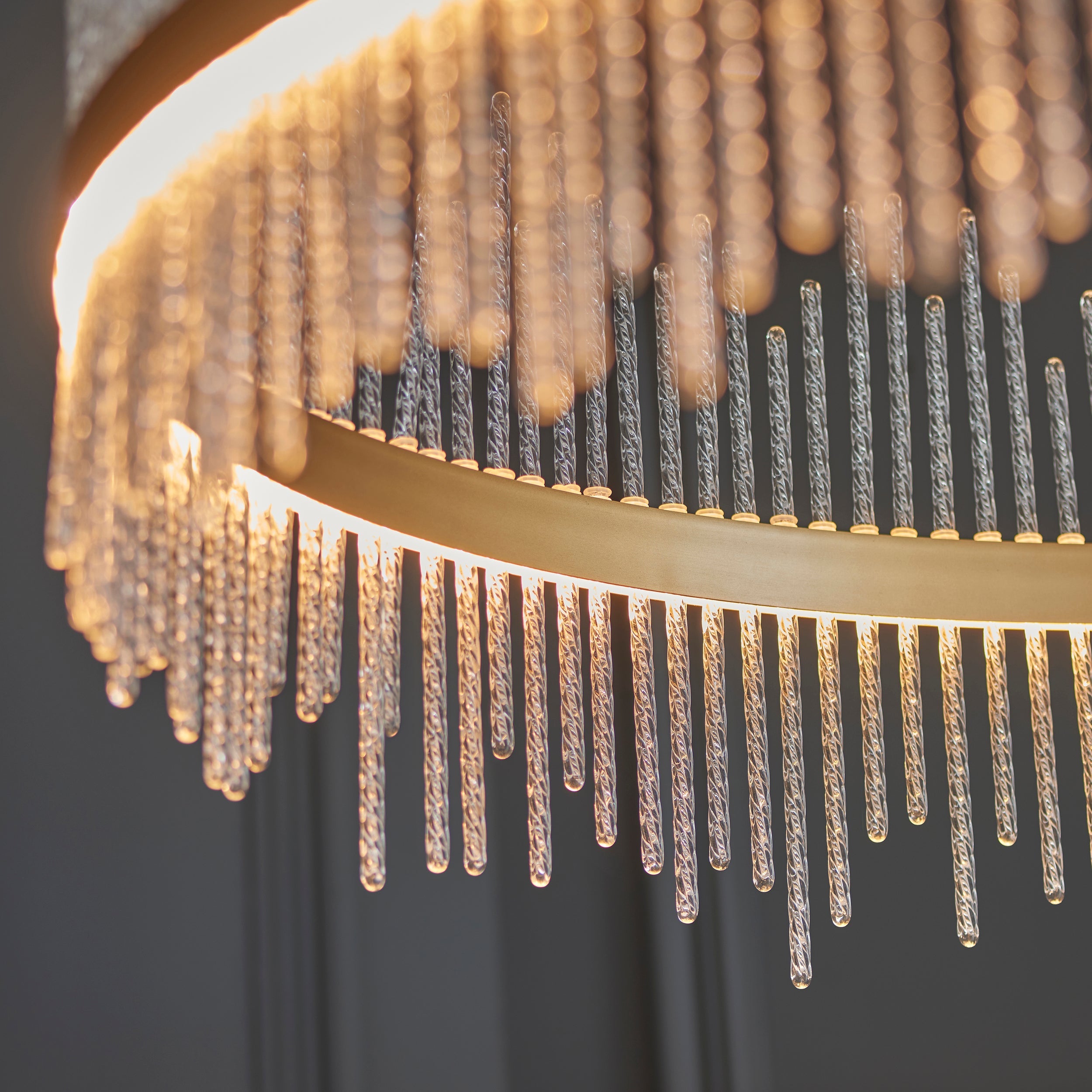 Carmen Glass Rod Ceiling Light - Brushed Gold / Chrome Various Sizes