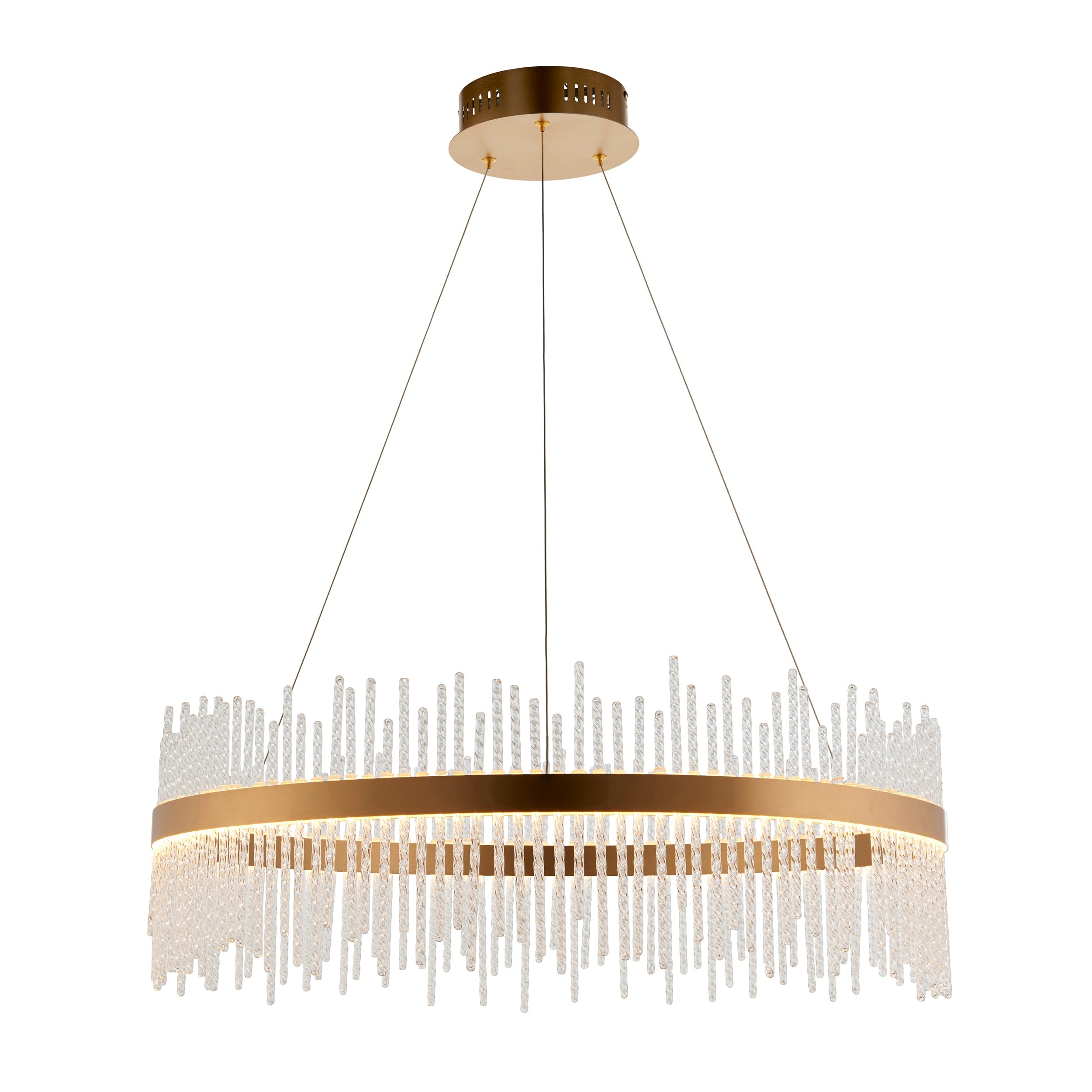 Carmen Glass Rod Ceiling Light - Brushed Gold / Chrome Various Sizes