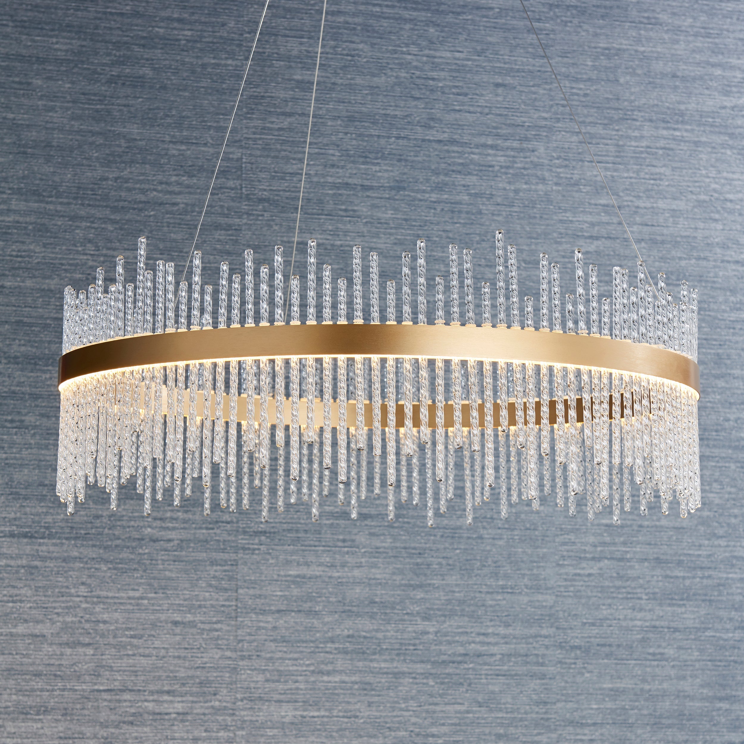 Carmen Glass Rod Ceiling Light - Brushed Gold / Chrome Various Sizes