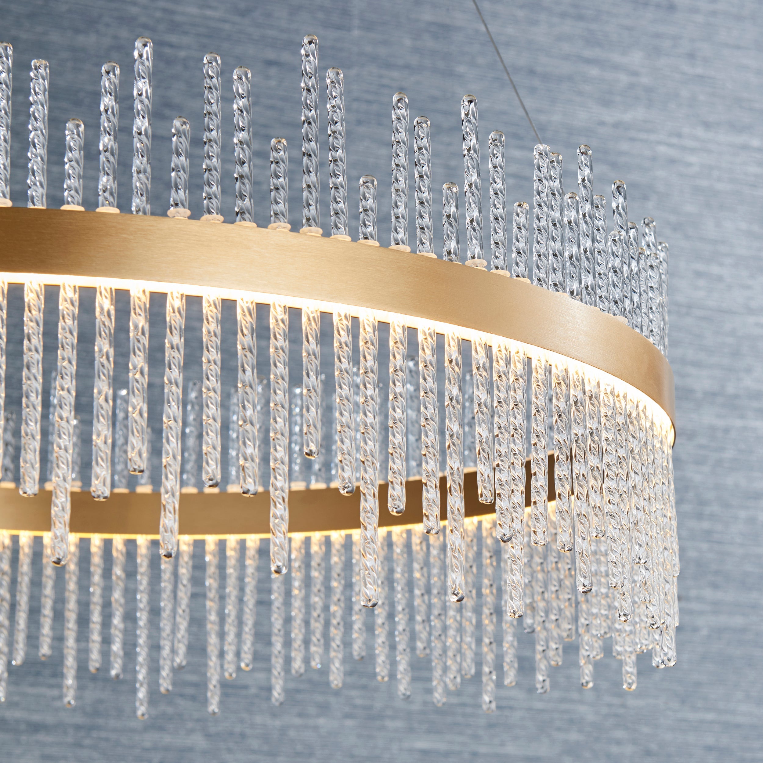 Carmen Glass Rod Ceiling Light - Brushed Gold / Chrome Various Sizes