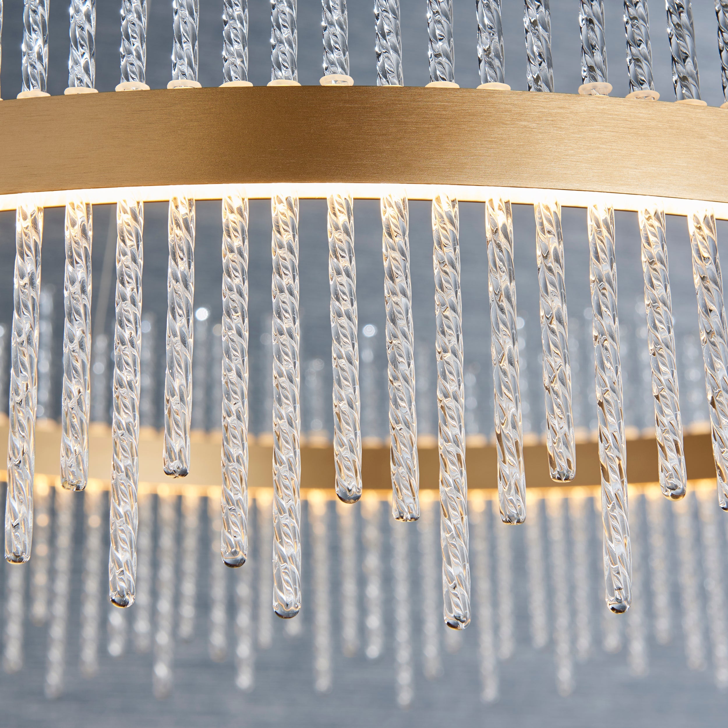 Carmen Glass Rod Ceiling Light - Brushed Gold / Chrome Various Sizes
