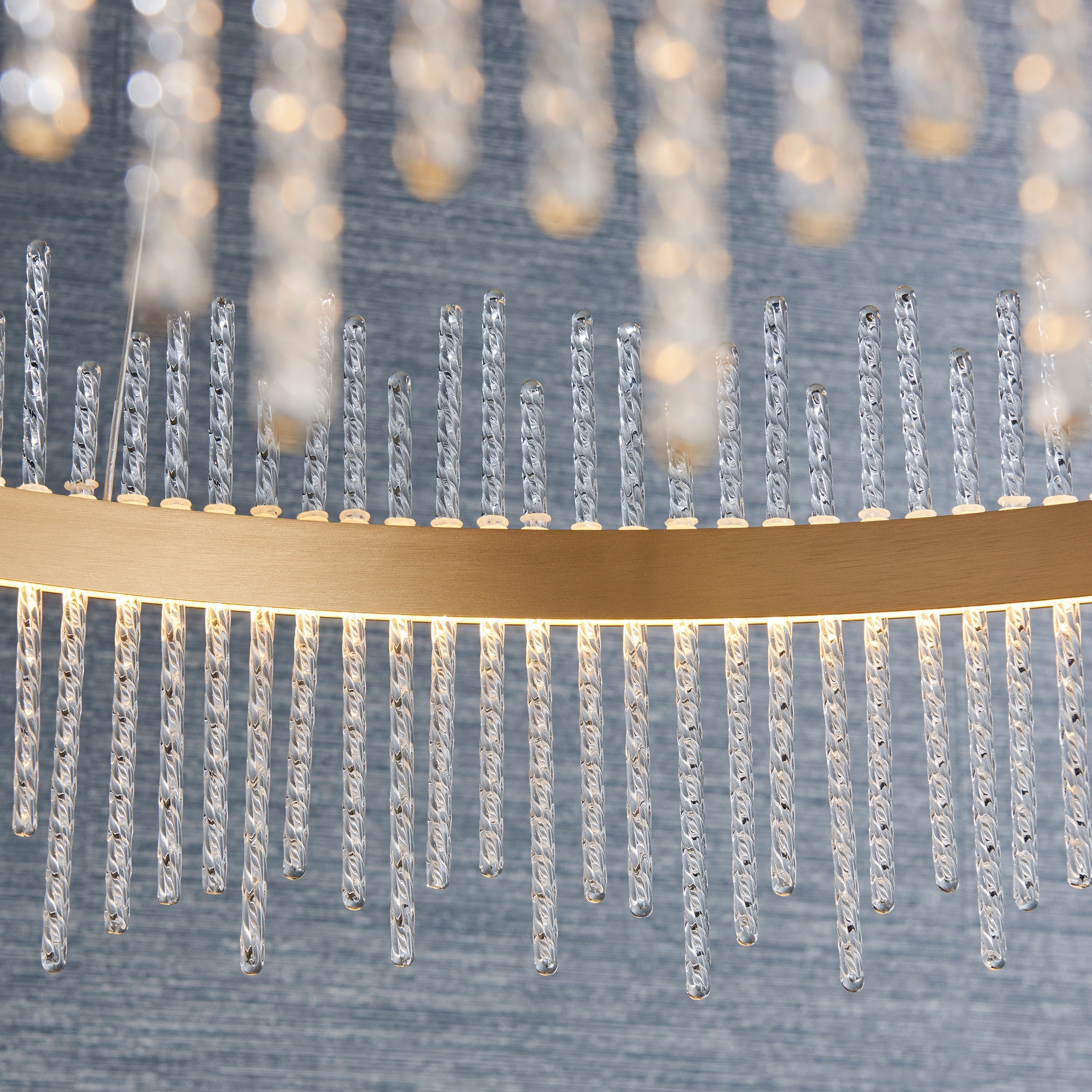Carmen Glass Rod Ceiling Light - Brushed Gold / Chrome Various Sizes