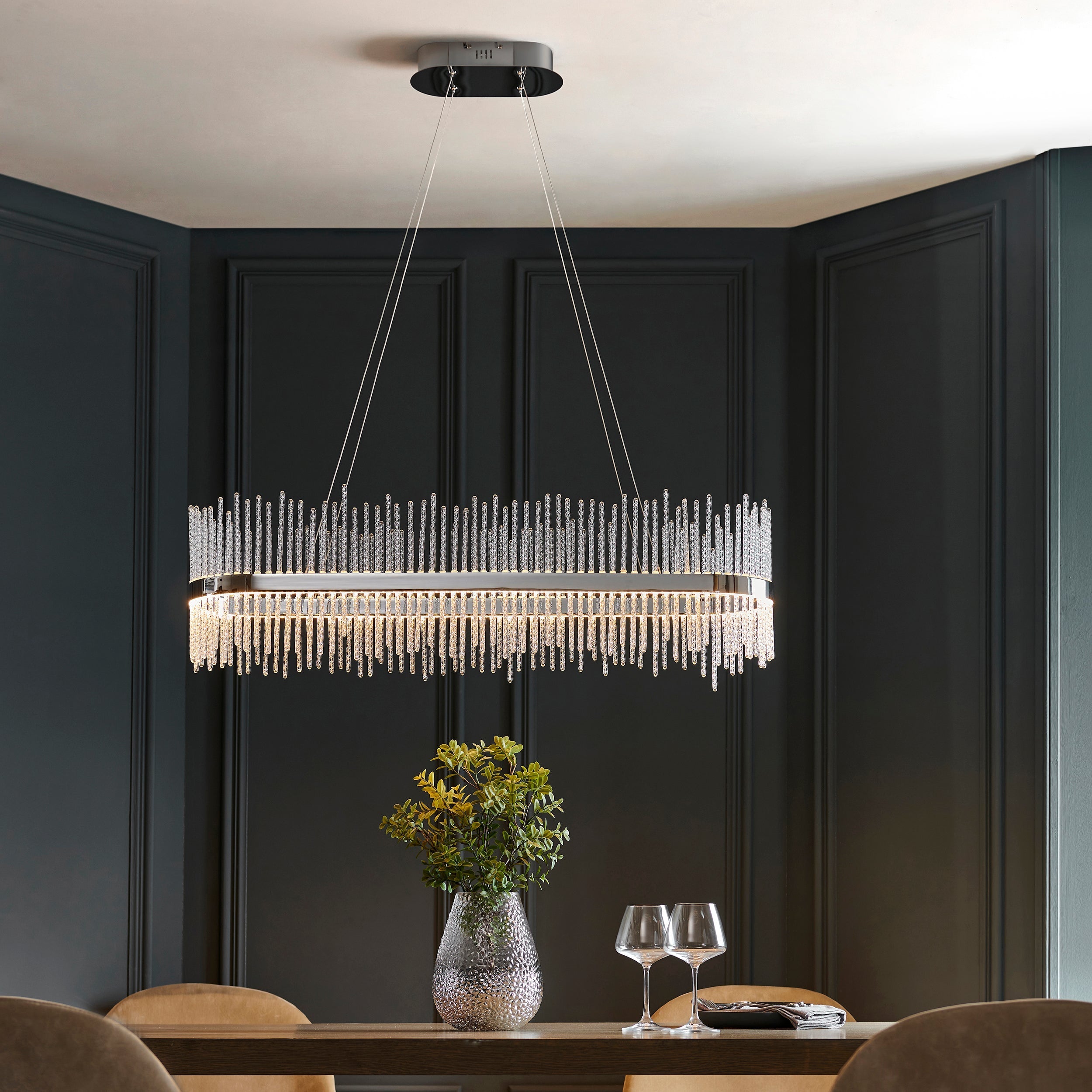 Carmen Glass Rod Kitchen Island Light - Brushed Gold / Chrome Various Sizes