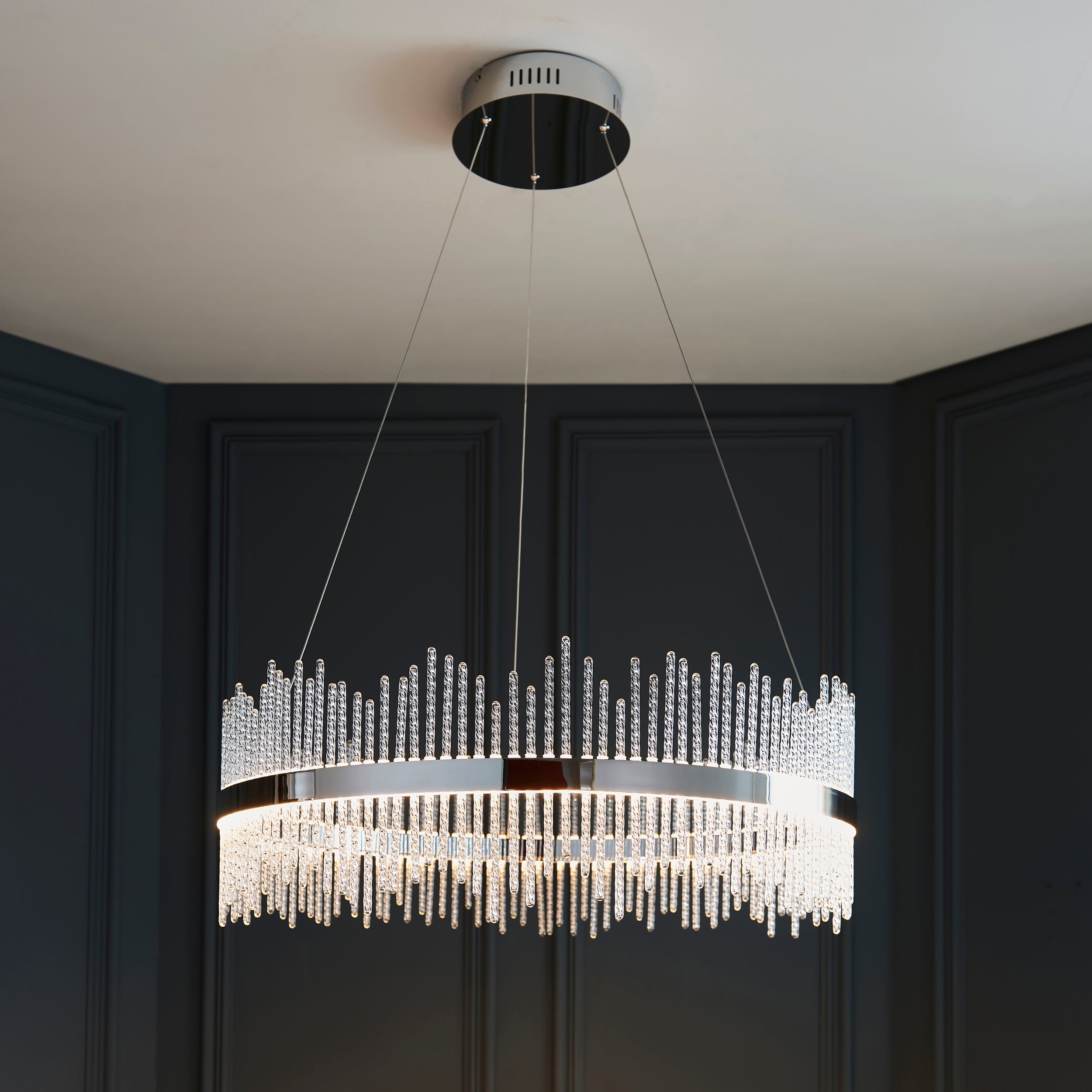 Carmen Glass Rod Ceiling Light - Brushed Gold / Chrome Various Sizes