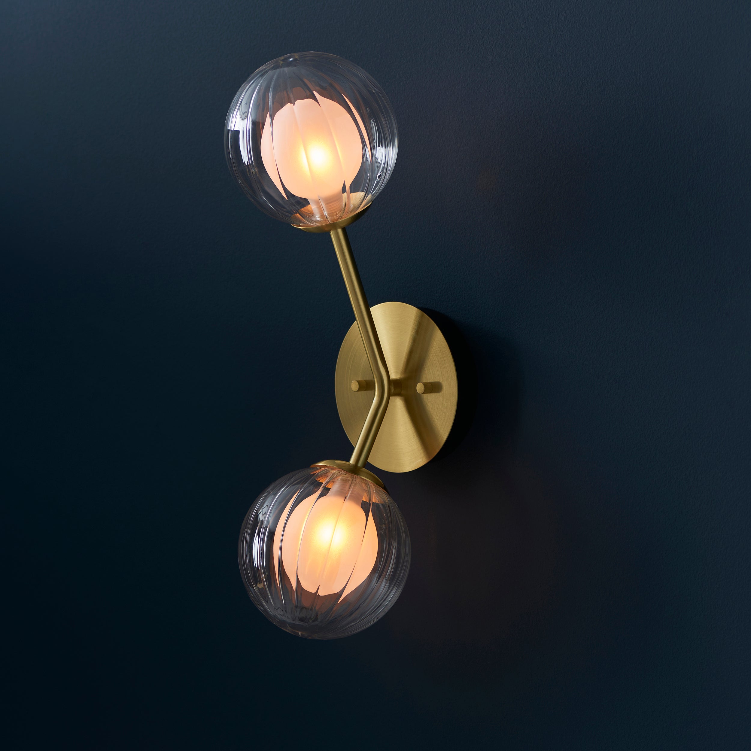 Muscovy 2Lt Wall Light - Satin Brass