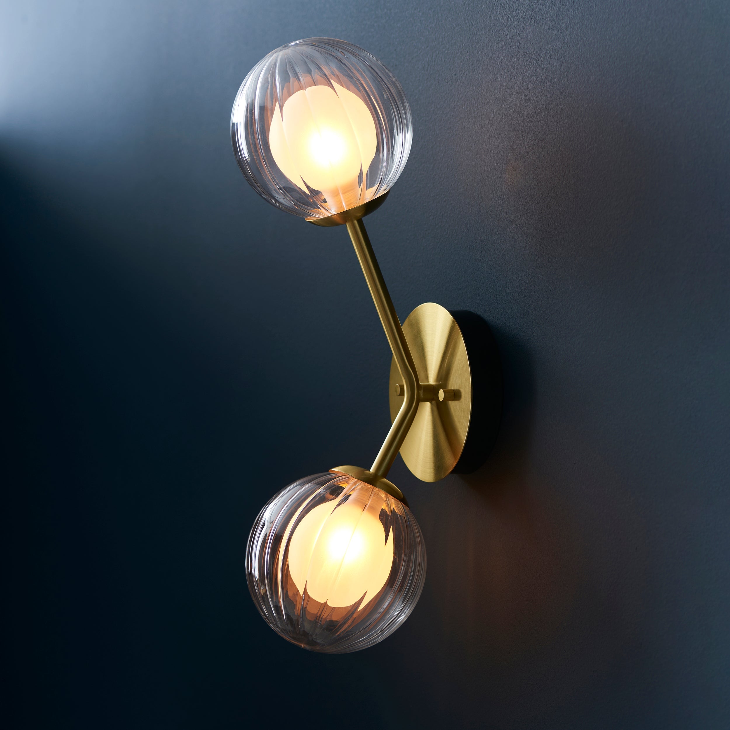 Muscovy 2Lt Wall Light - Satin Brass