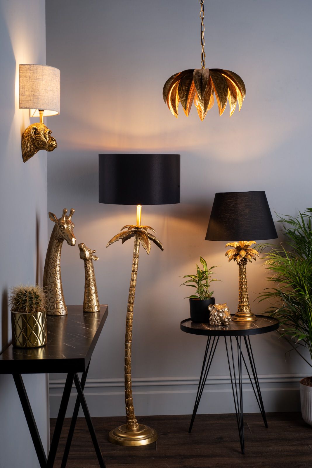 Coco Floor Lamp Antique Gold With Shade E27