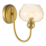 Cognac Wall Light- Satin Gold and Champagne Ribbed Glass