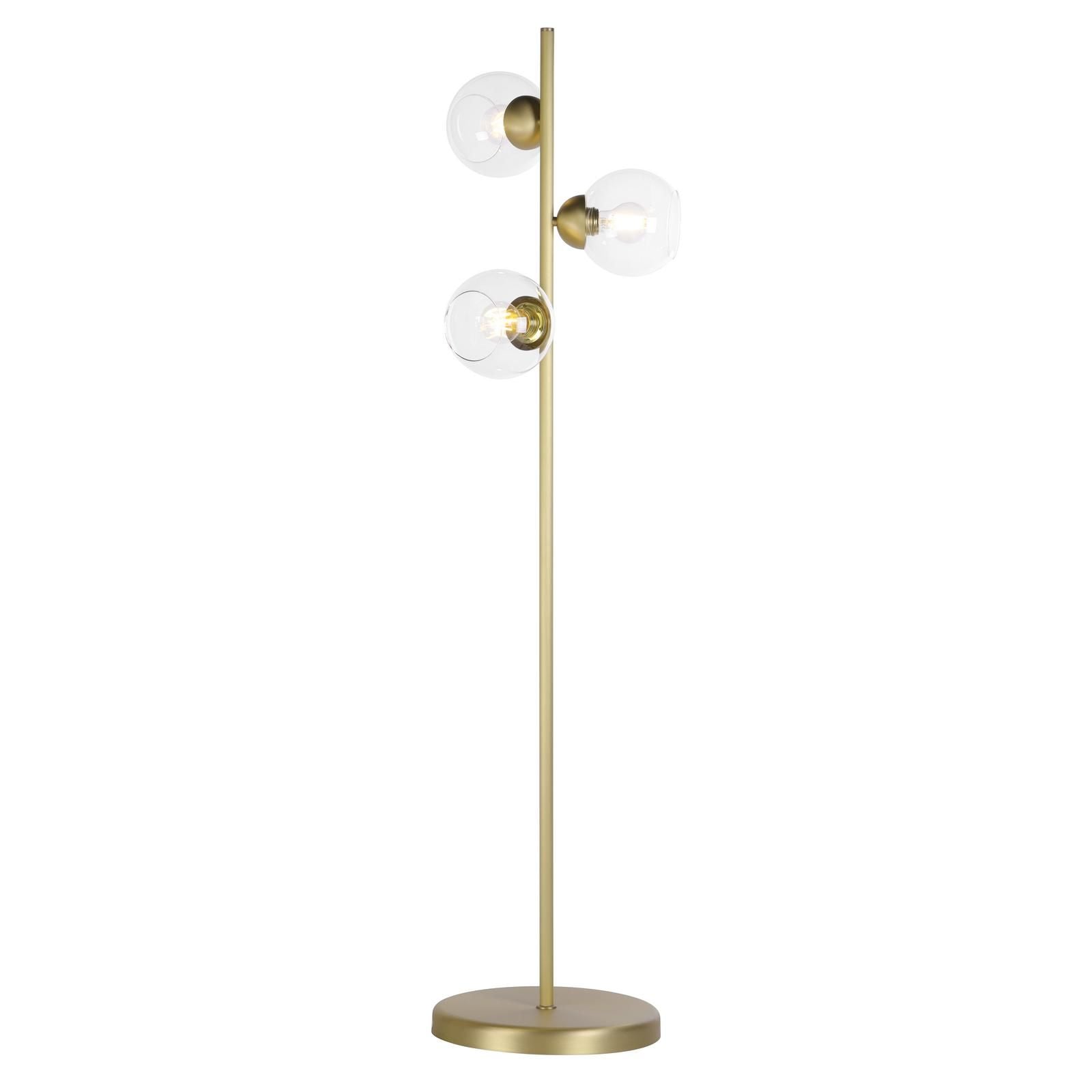 Cosmos 3 Light Floor Lamp- Butter Brass and Glass