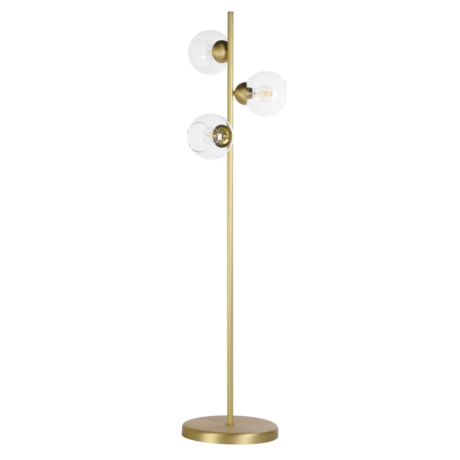 Cosmos 3 Light Floor Lamp- Butter Brass and Glass