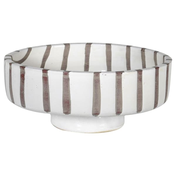 White Stripe Terracotta Bowl - Christmas Gift