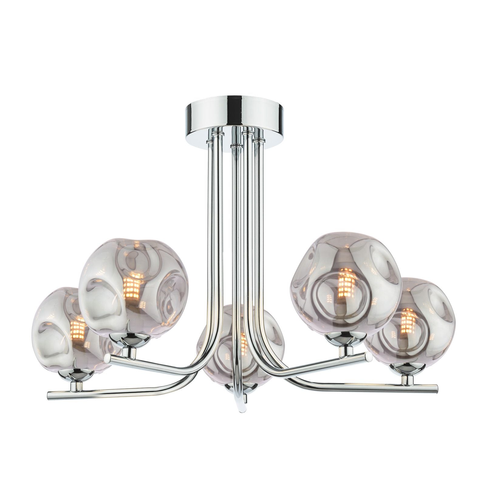Cradle 5 Light Semi Flush Polished Chrome/Matt Black/Opal Glass/Smoked Glass