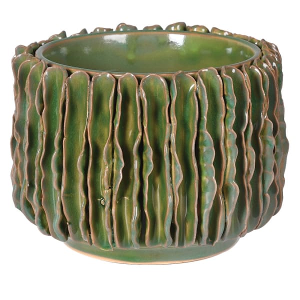 Green Wavy Ceramic Pot