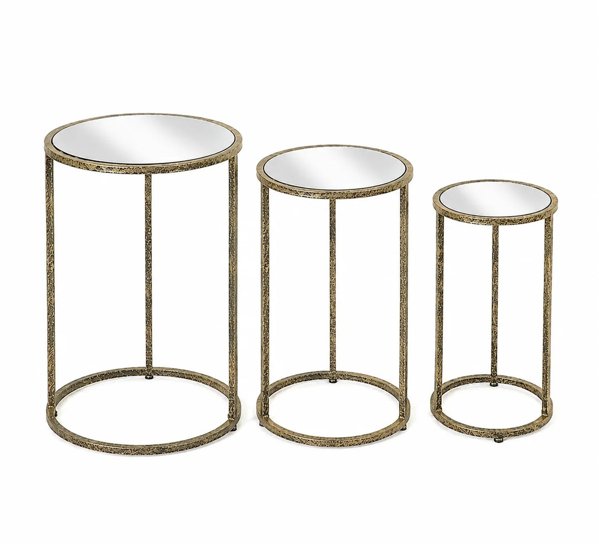 Mirror Top Nest of Tables S/3