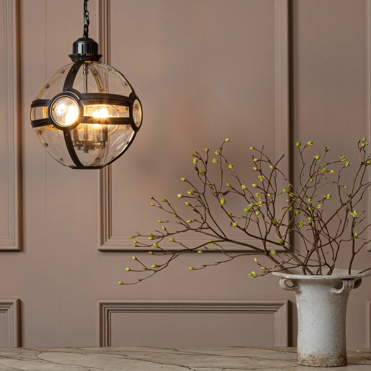 Clyde Globe Lantern- Brass/ Bronze finishes