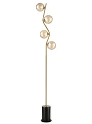 Stellar Floor Lamp Antique Gold With Amber Glass