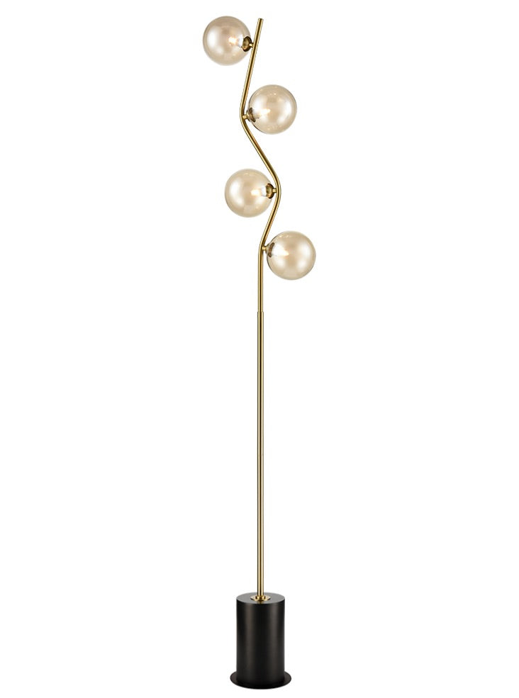 Stellar Floor Lamp Antique Gold With Amber Glass