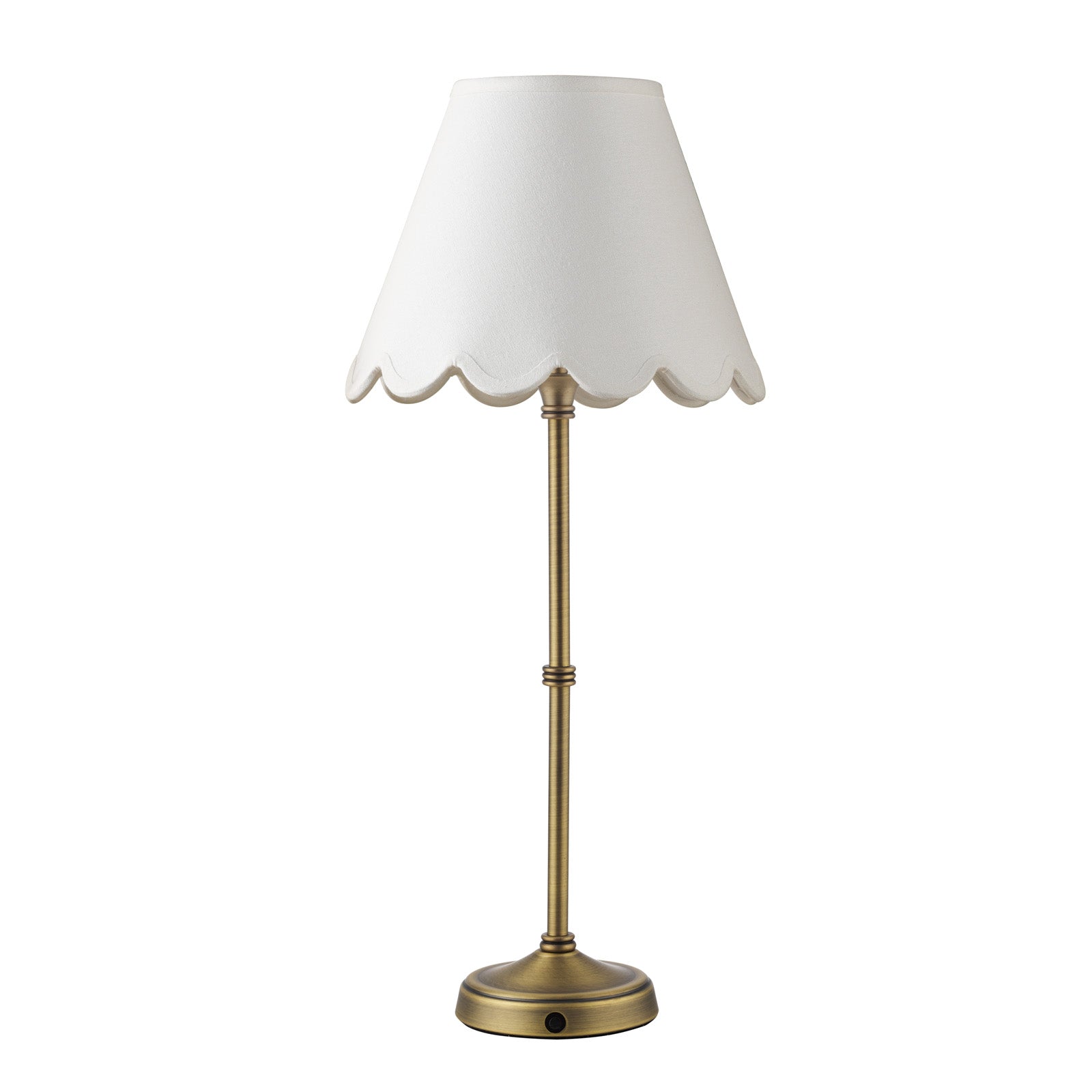 Dahl Rechargeable Table Lamp Matt Antique Brass/Polished Nickel With Shade Integrated LED