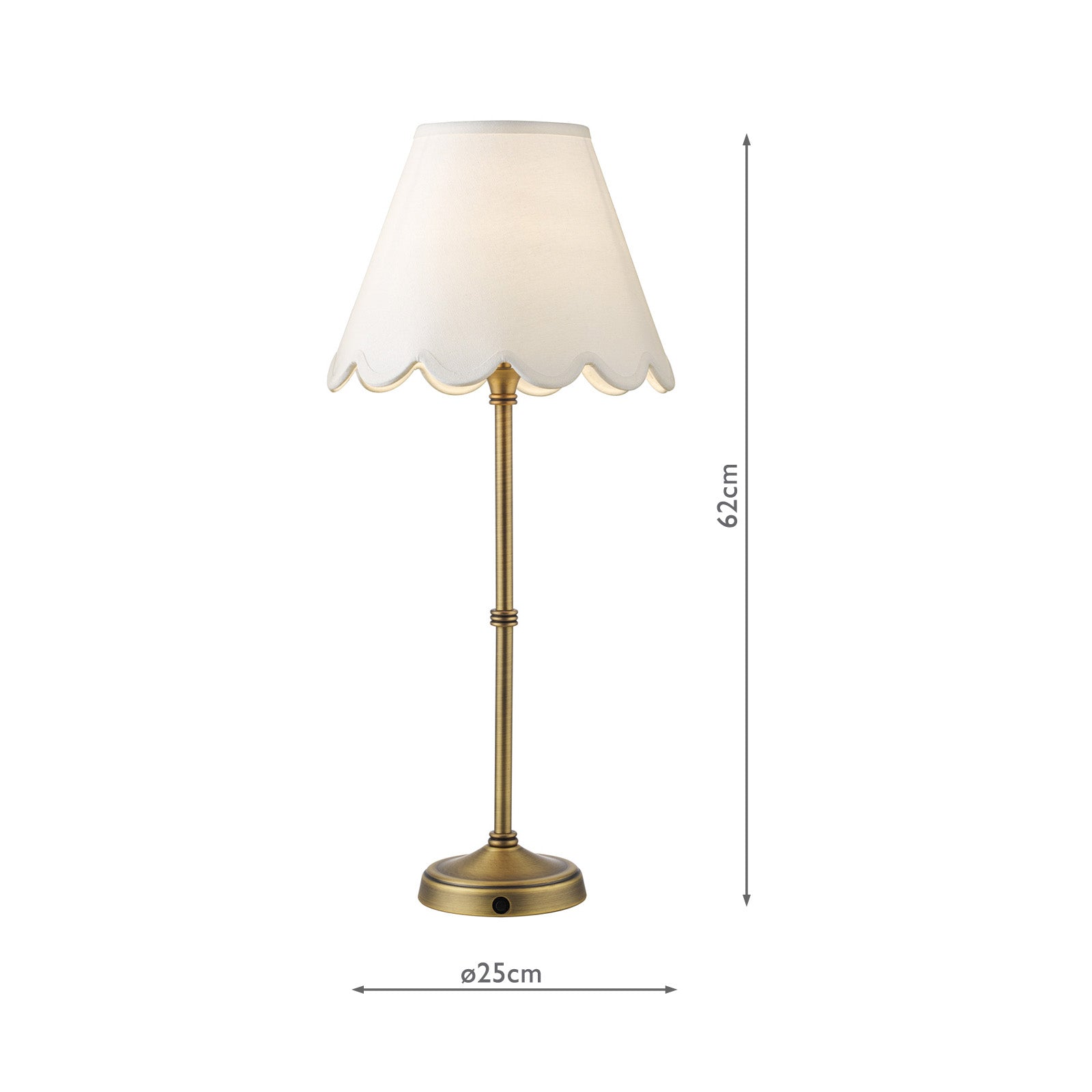 Dahl Rechargeable Table Lamp Matt Antique Brass/Polished Nickel With Shade Integrated LED