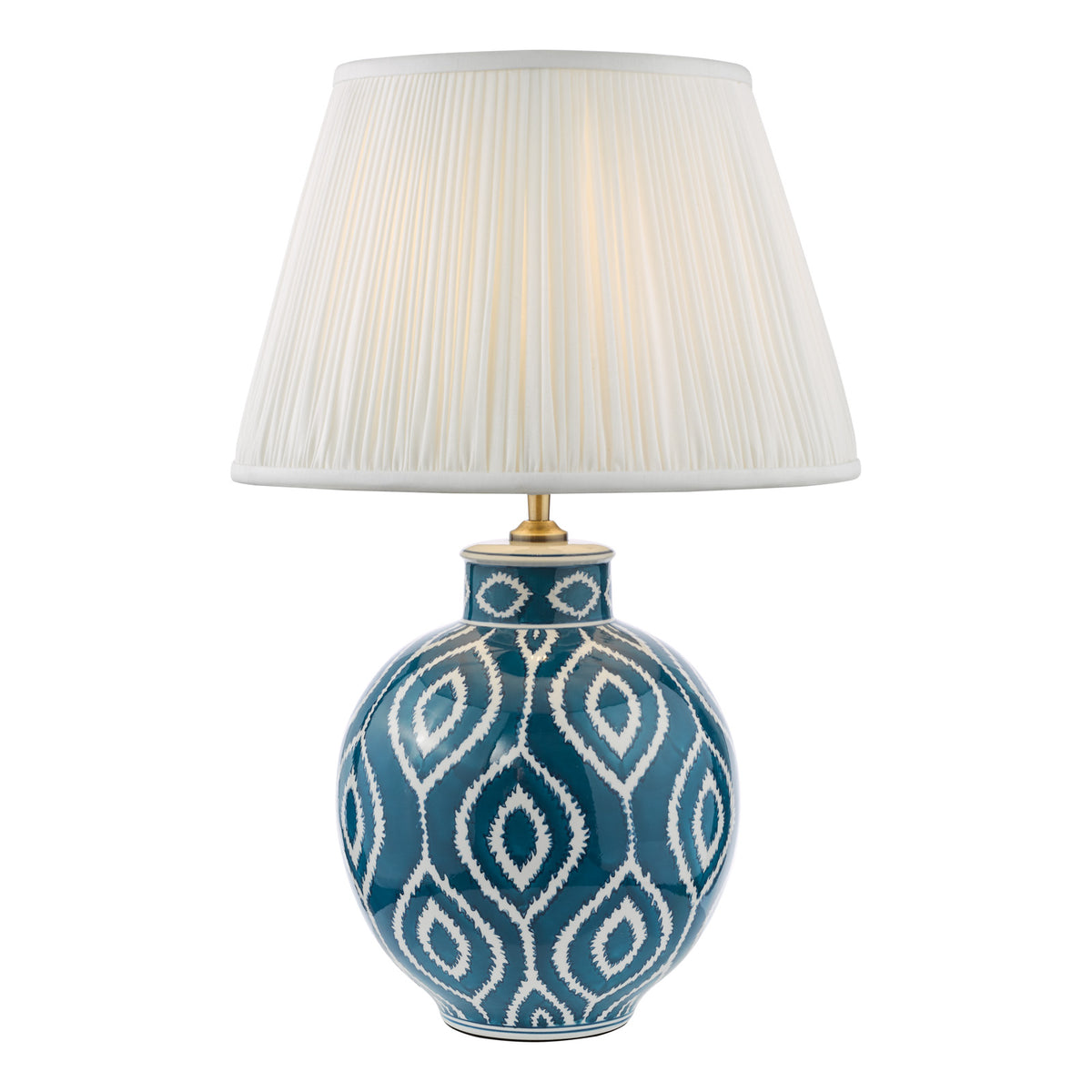 Dakari Table Lamp Blue and Antique Brass With Shade E27