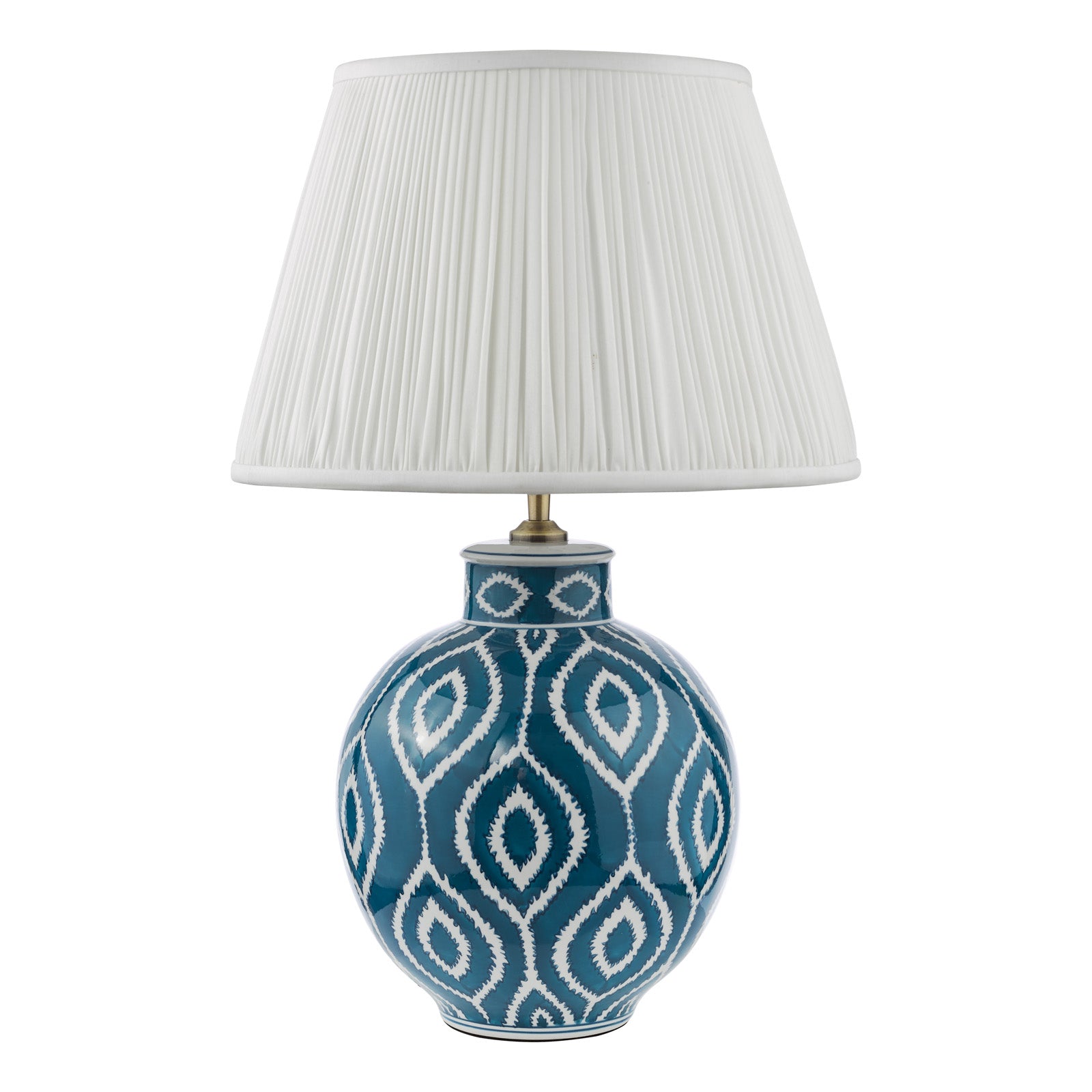 Dakari Table Lamp Blue and Antique Brass With Shade E27