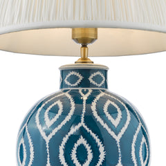 Dakari Table Lamp Blue and Antique Brass With Shade E27