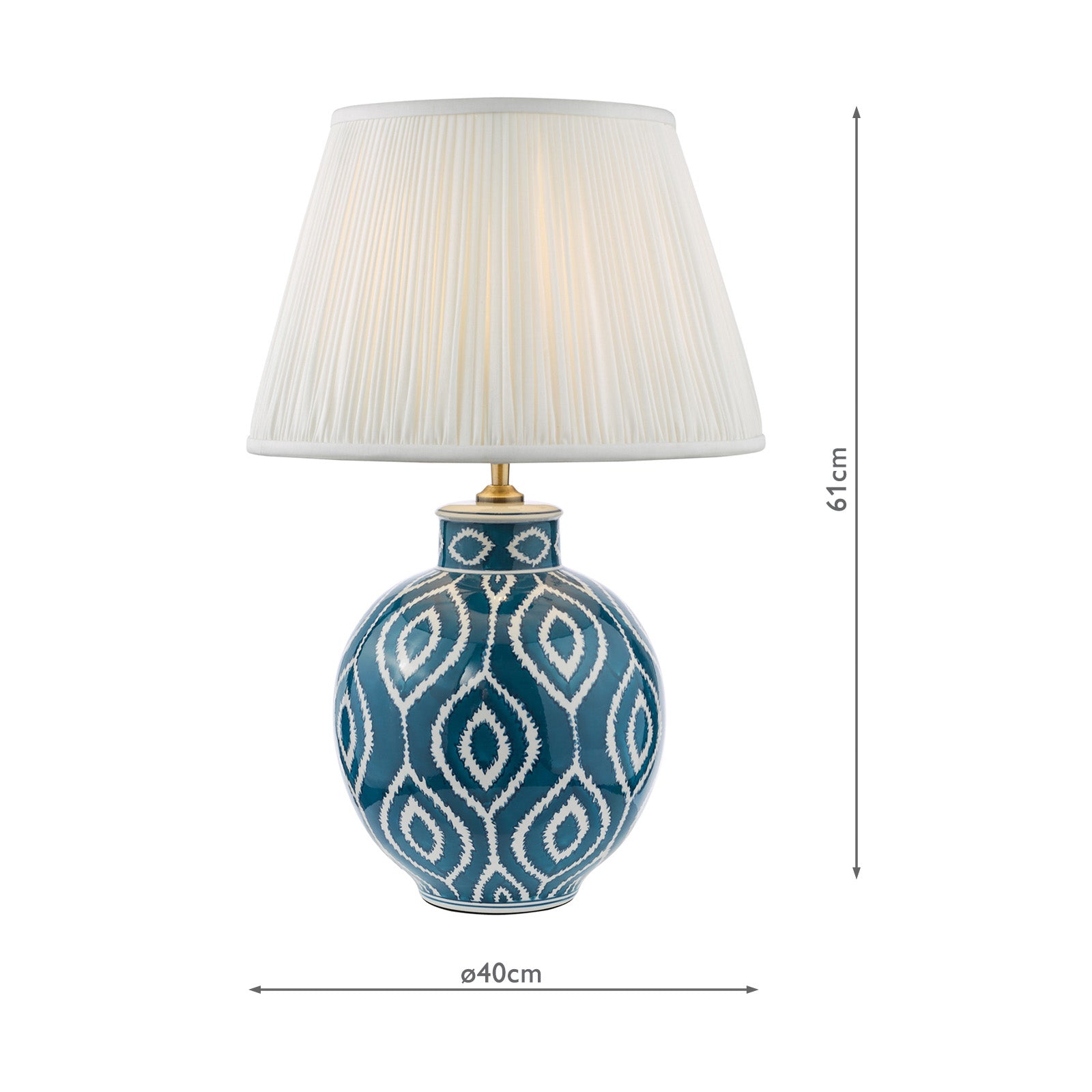 Dakari Table Lamp Blue and Antique Brass With Shade E27